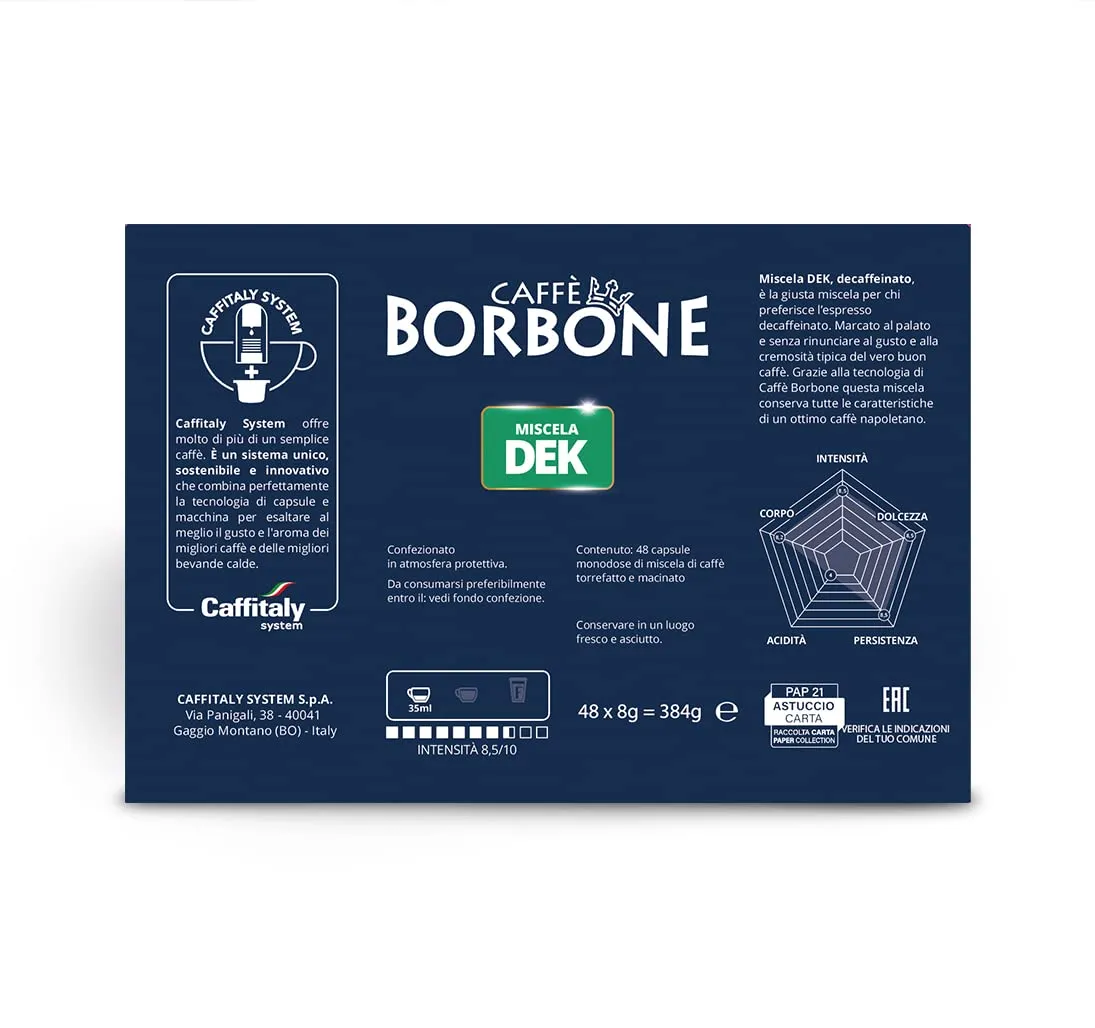 Caffè Borbone Miscela Decaffeinata, 48 Capsule per Macchine Caffitaly - immagine 6