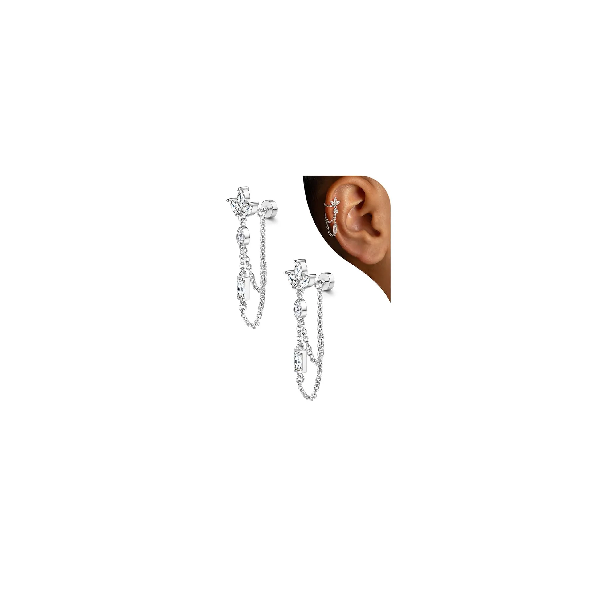 Adramata Orecchini Argento 925 Donna Piercing Orecchio Helix - immagine 1