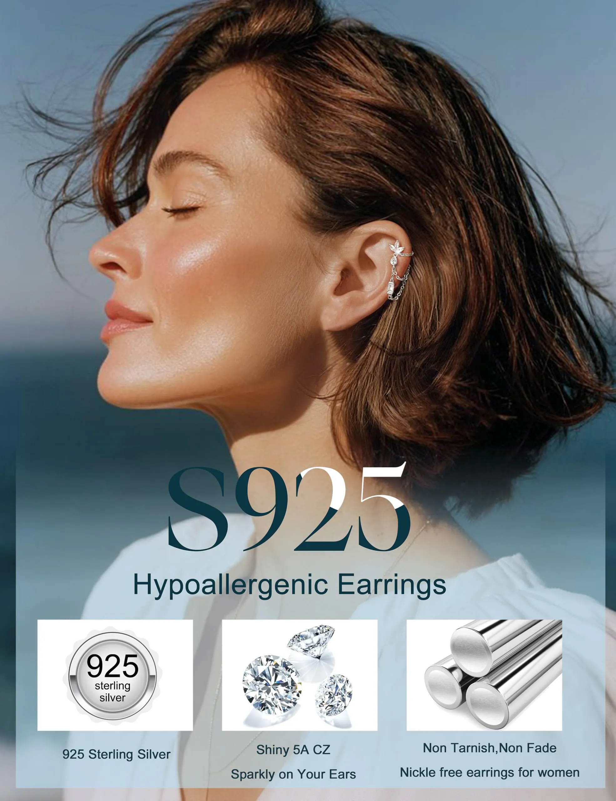 Adramata Orecchini Argento 925 Donna Piercing Orecchio Helix - immagine 2