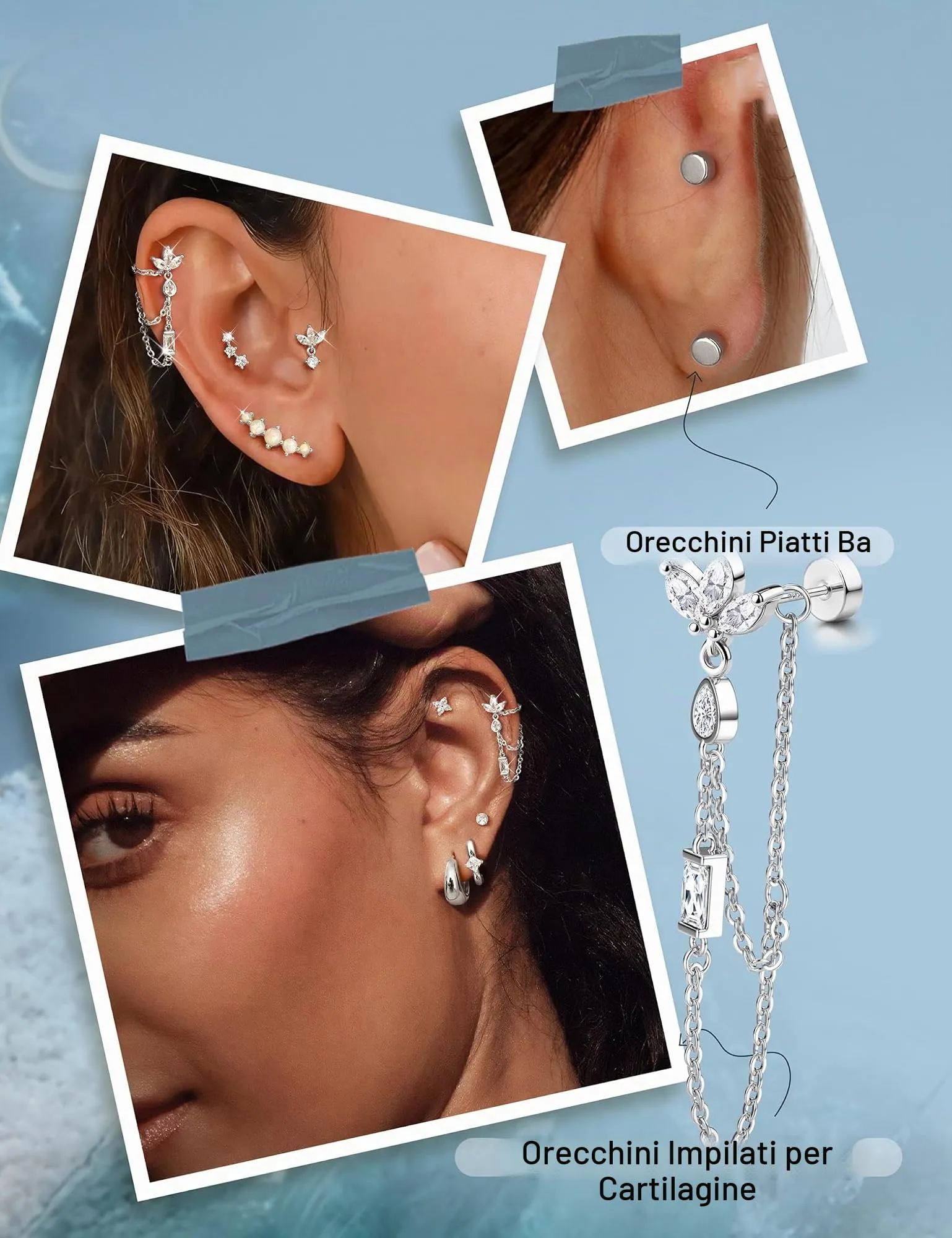 Adramata Orecchini Argento 925 Donna Piercing Orecchio Helix - immagine 4