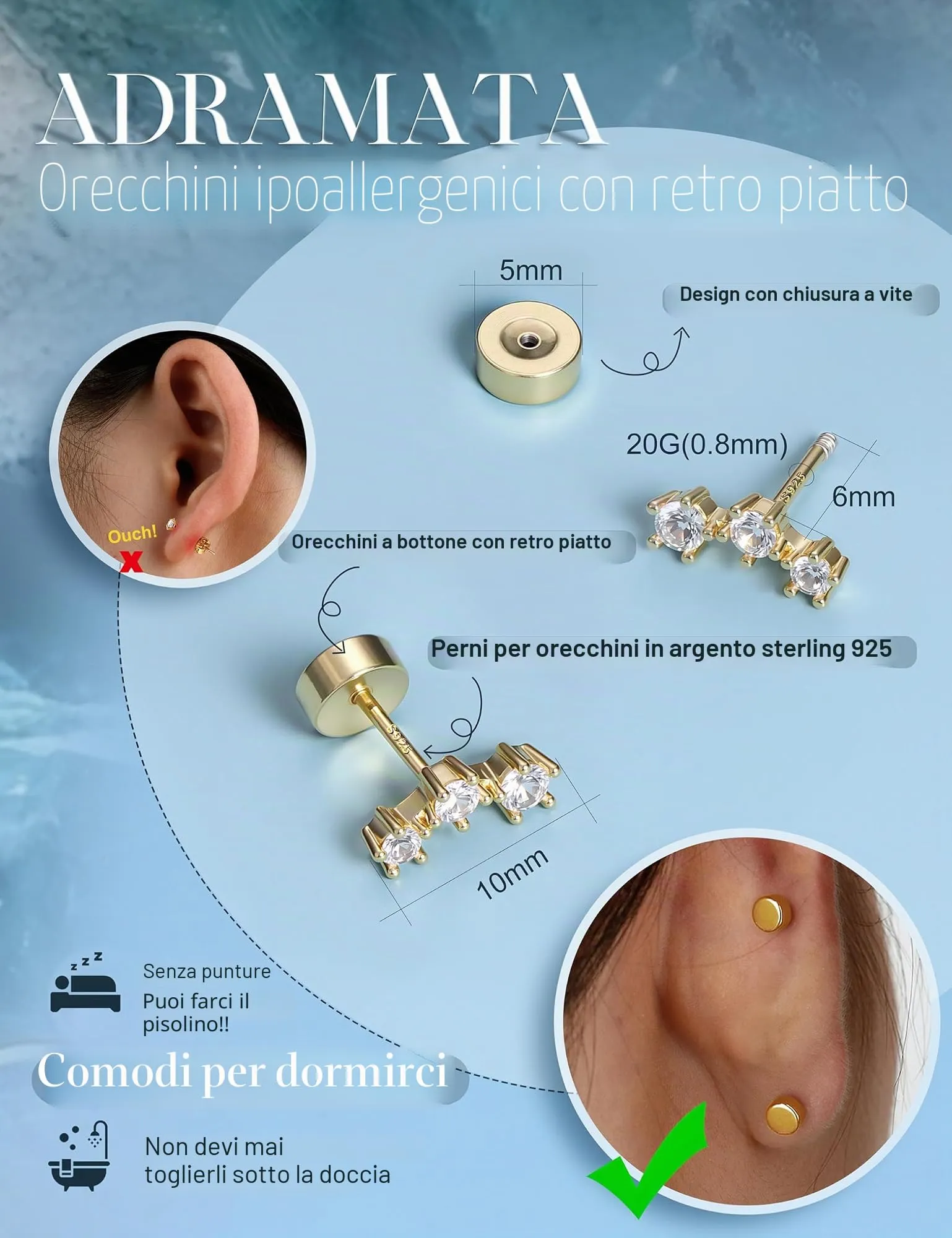 Adramata Orecchini in Argento 925 per Donna Helix Piercing - immagine 3