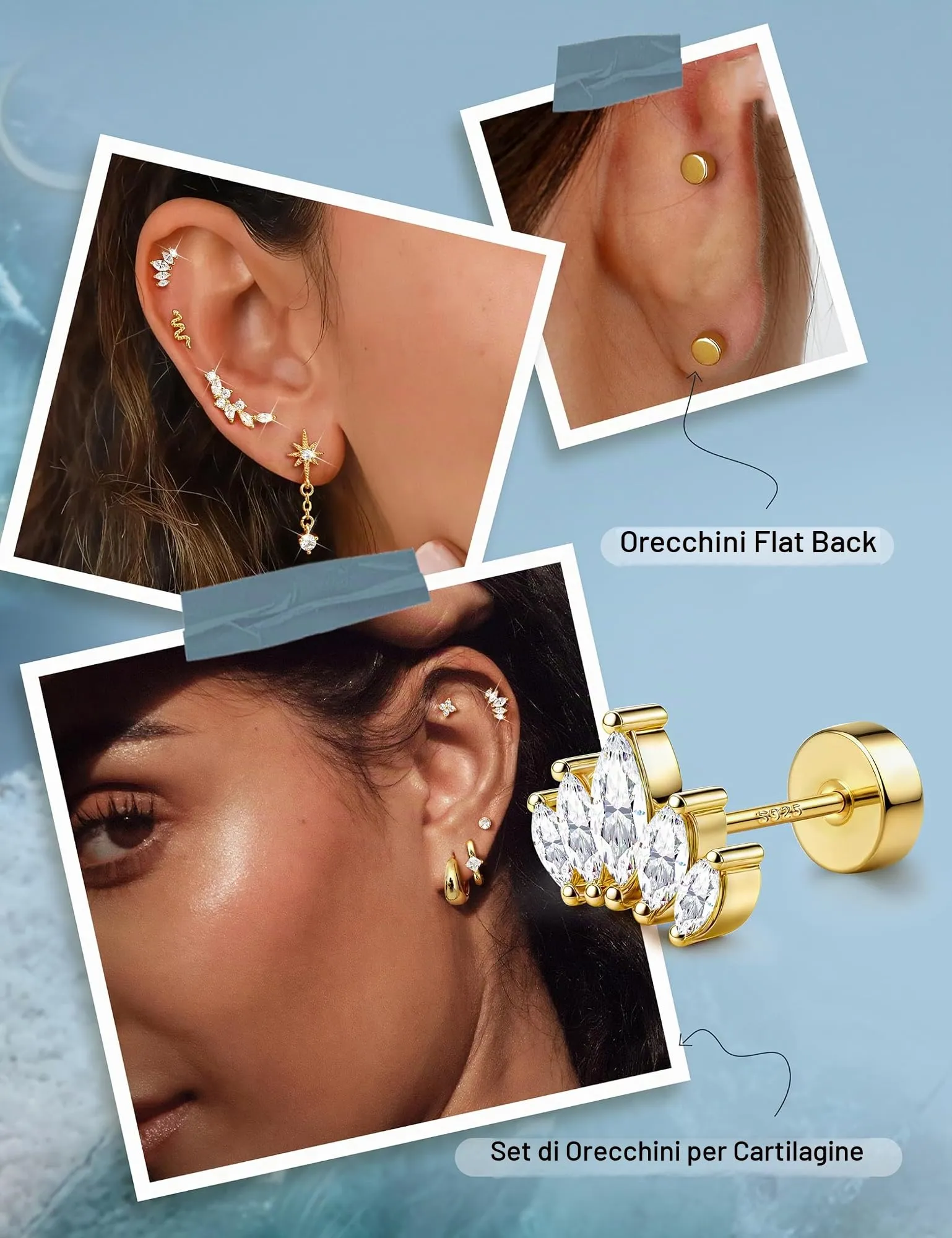 Adramata Orecchini in Argento 925 per Donna Piercing Helix - immagine 4