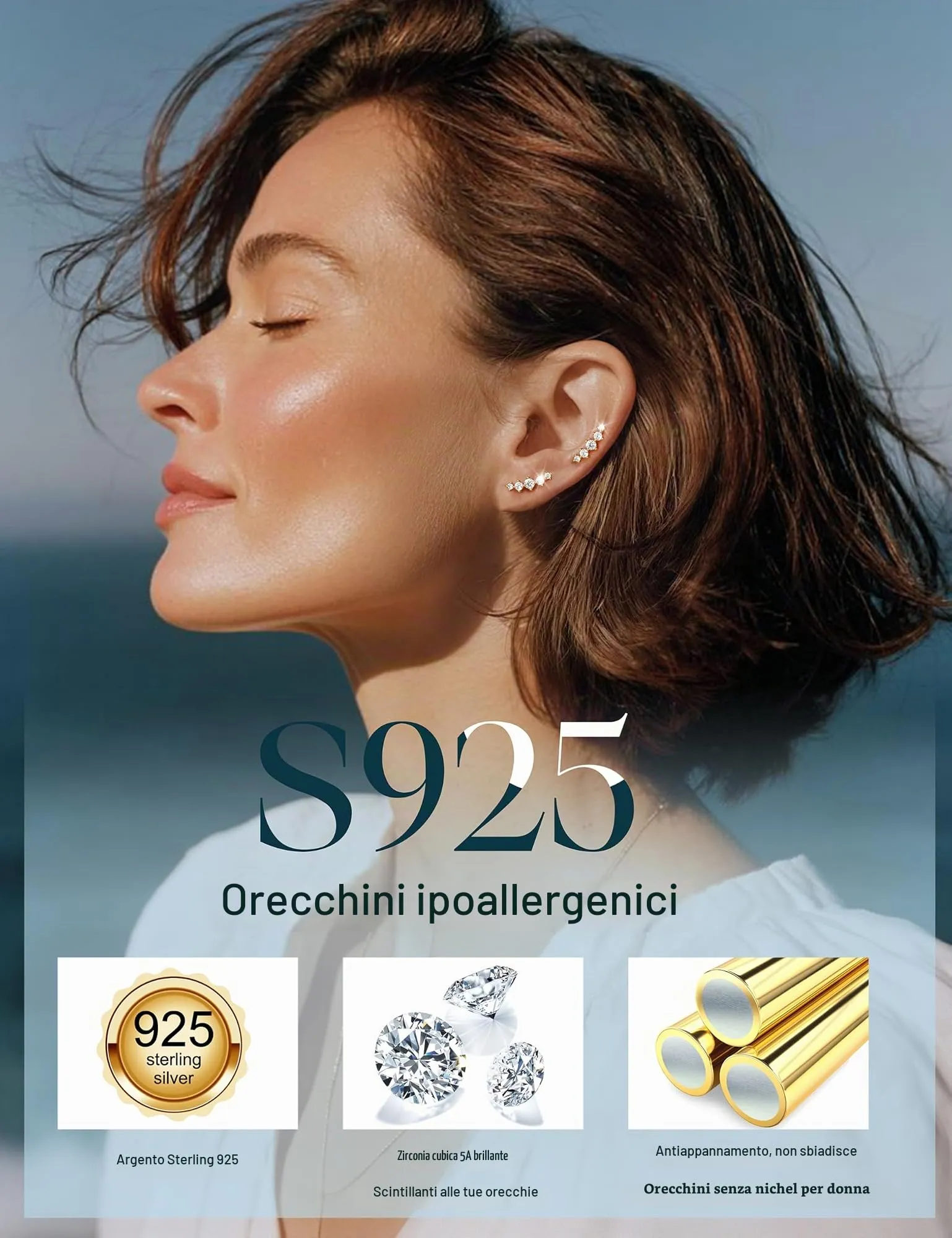 Adramata Orecchini in Argento 925 per Donna Helix Piercing - immagine 2