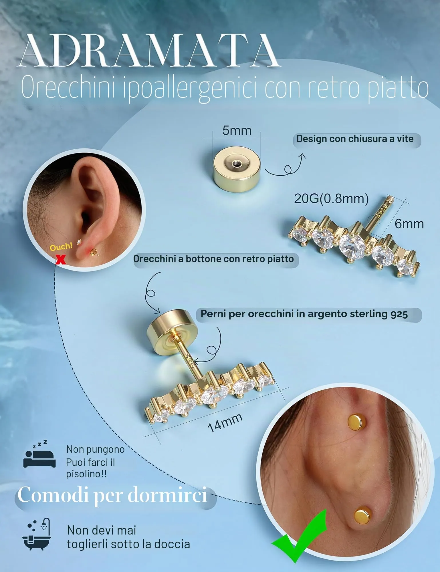 Adramata Orecchini in Argento 925 per Donna Helix Piercing - immagine 3