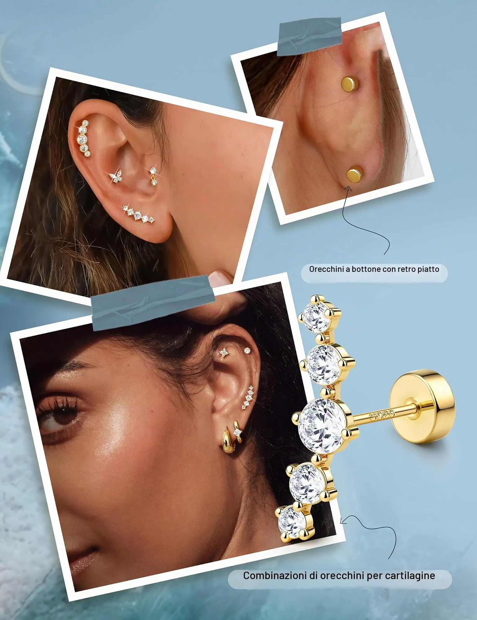 Adramata Orecchini in Argento 925 per Donna Helix Piercing - immagine 4