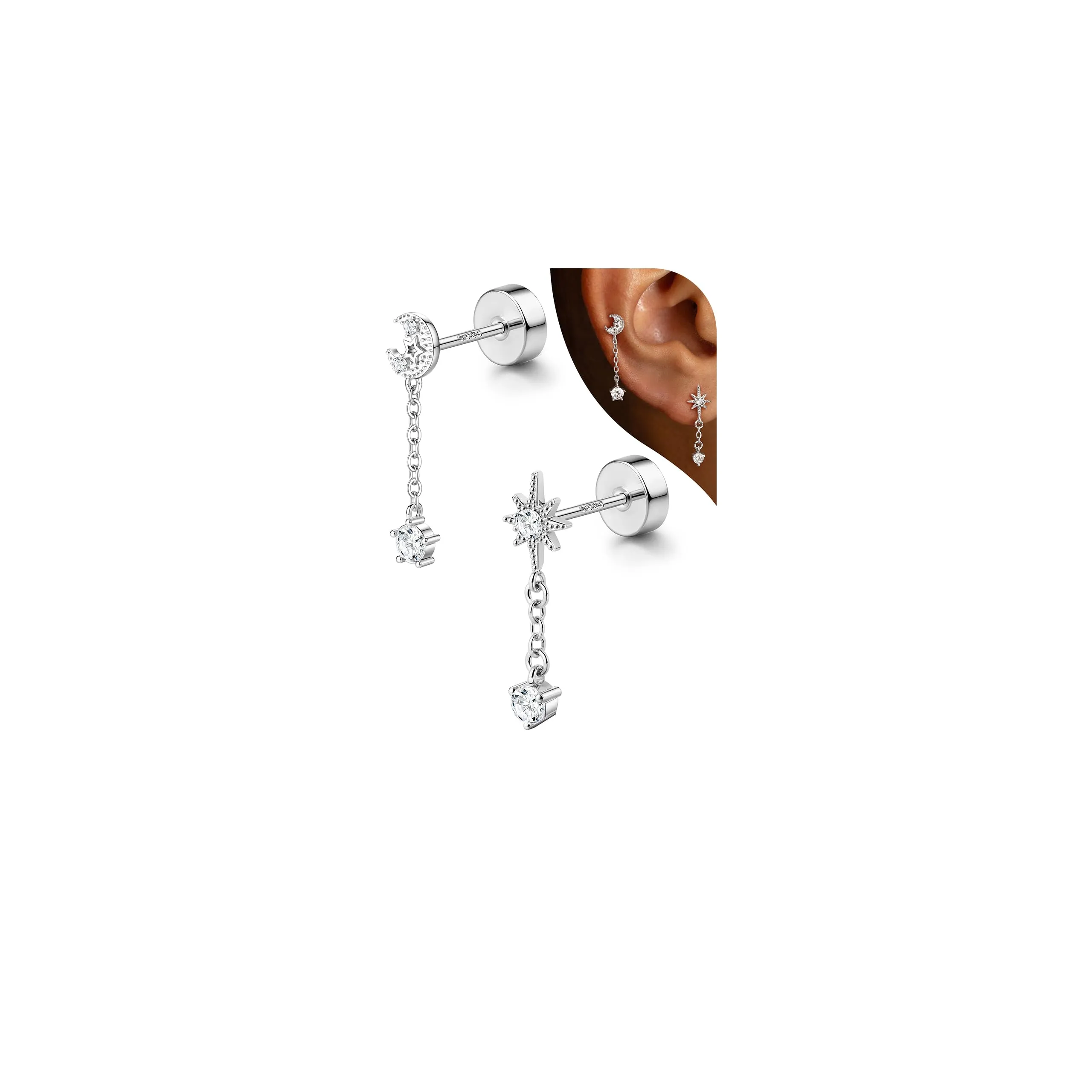 Adramata Orecchini in Argento 925 per Donna, Piercing Helix - immagine 1