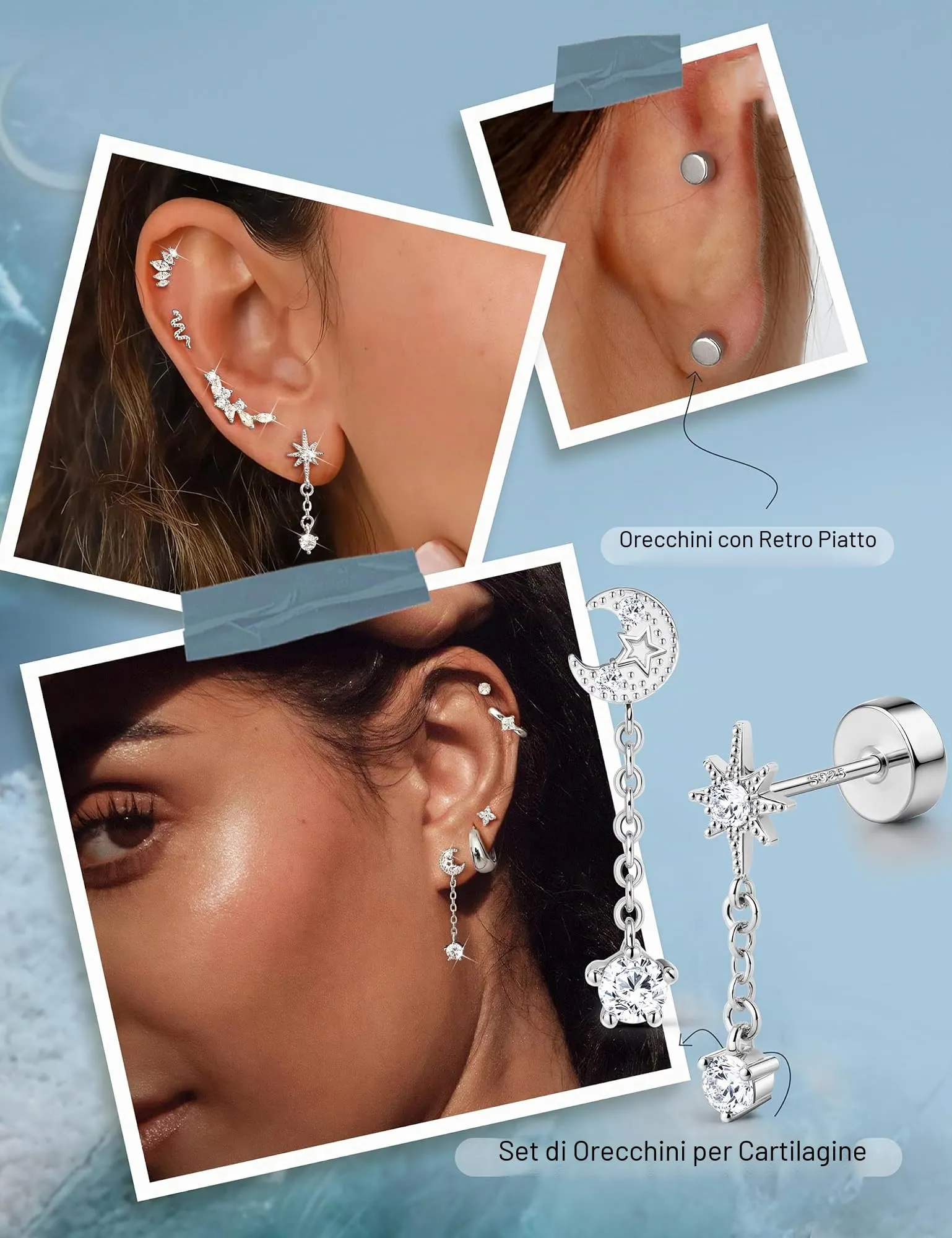 Adramata Orecchini in Argento 925 per Donna, Piercing Helix - immagine 4