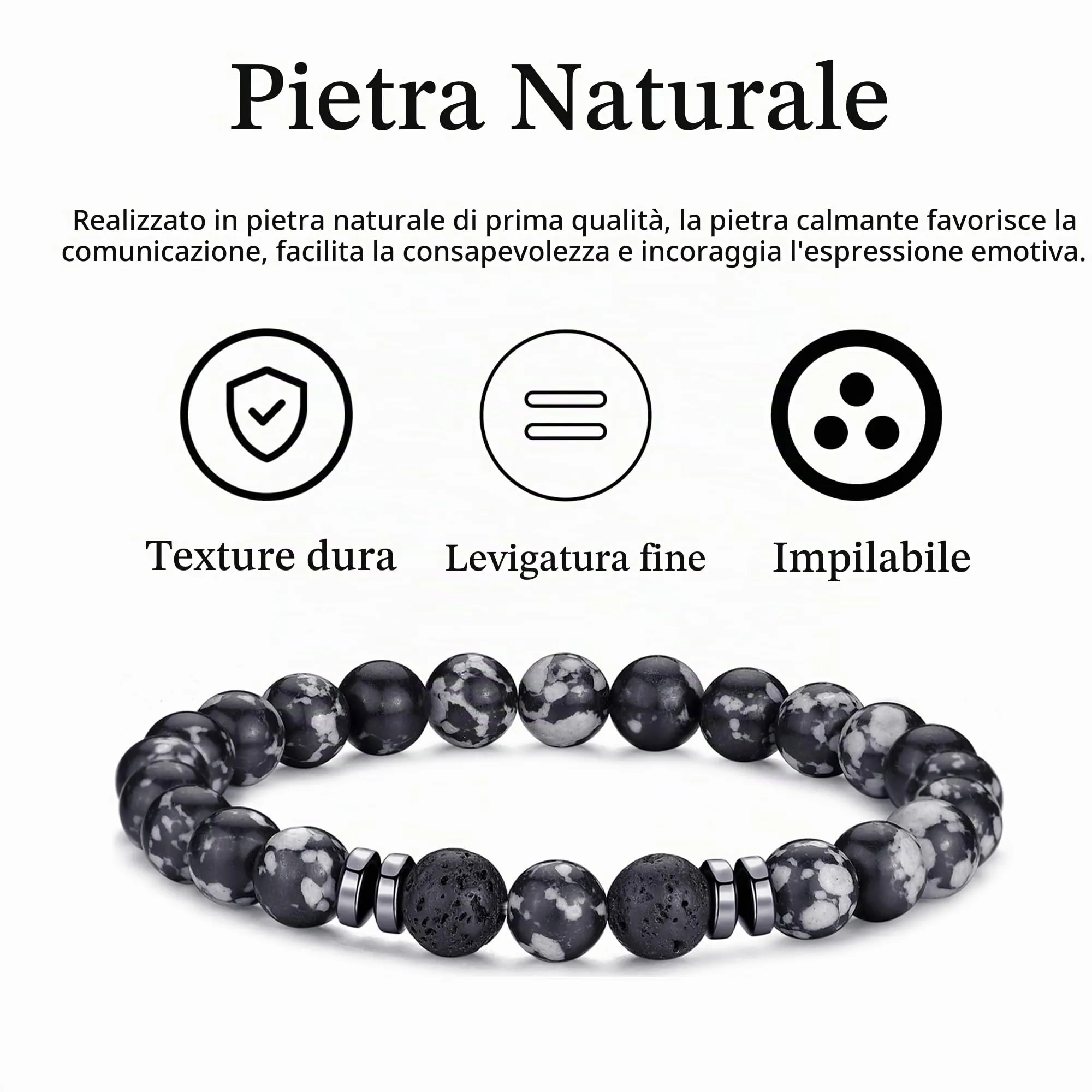 RANKEEF Set di Bracciali con Perline in Occhio di Tigre, Agata Nera e Roccia Lavica per Uomo e Donna - immagine 6