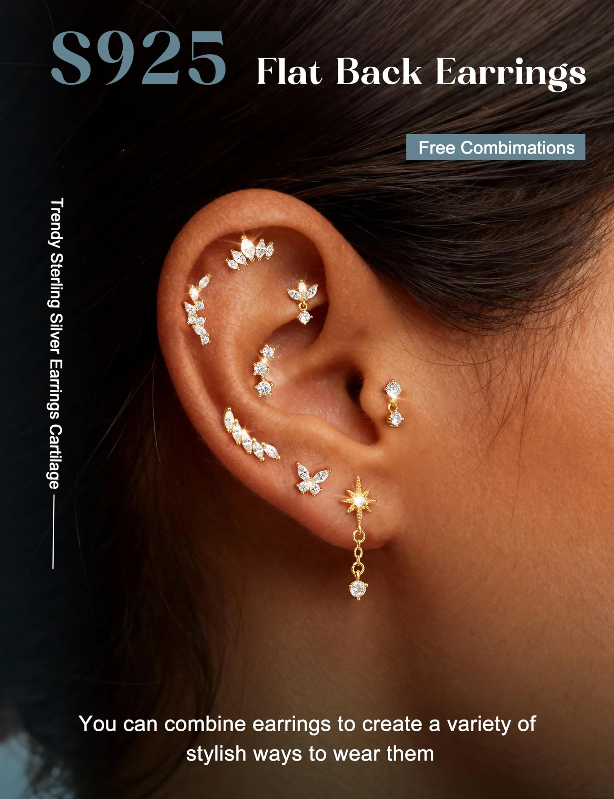 Adramata Orecchini in Argento 925 per Donna, Helix Piercing - immagine 5