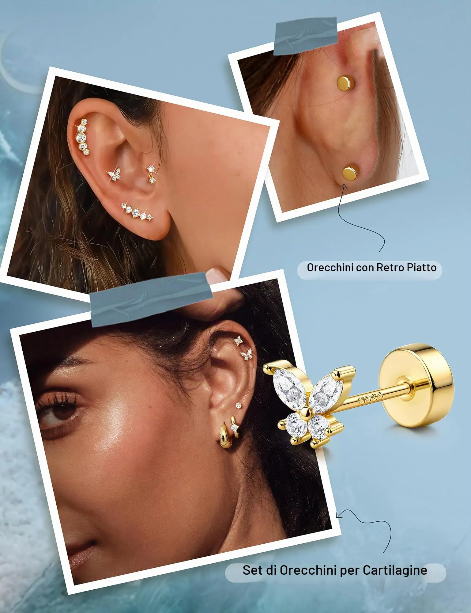 Adramata Orecchini in Argento 925 per Donna, Helix Piercing - immagine 4