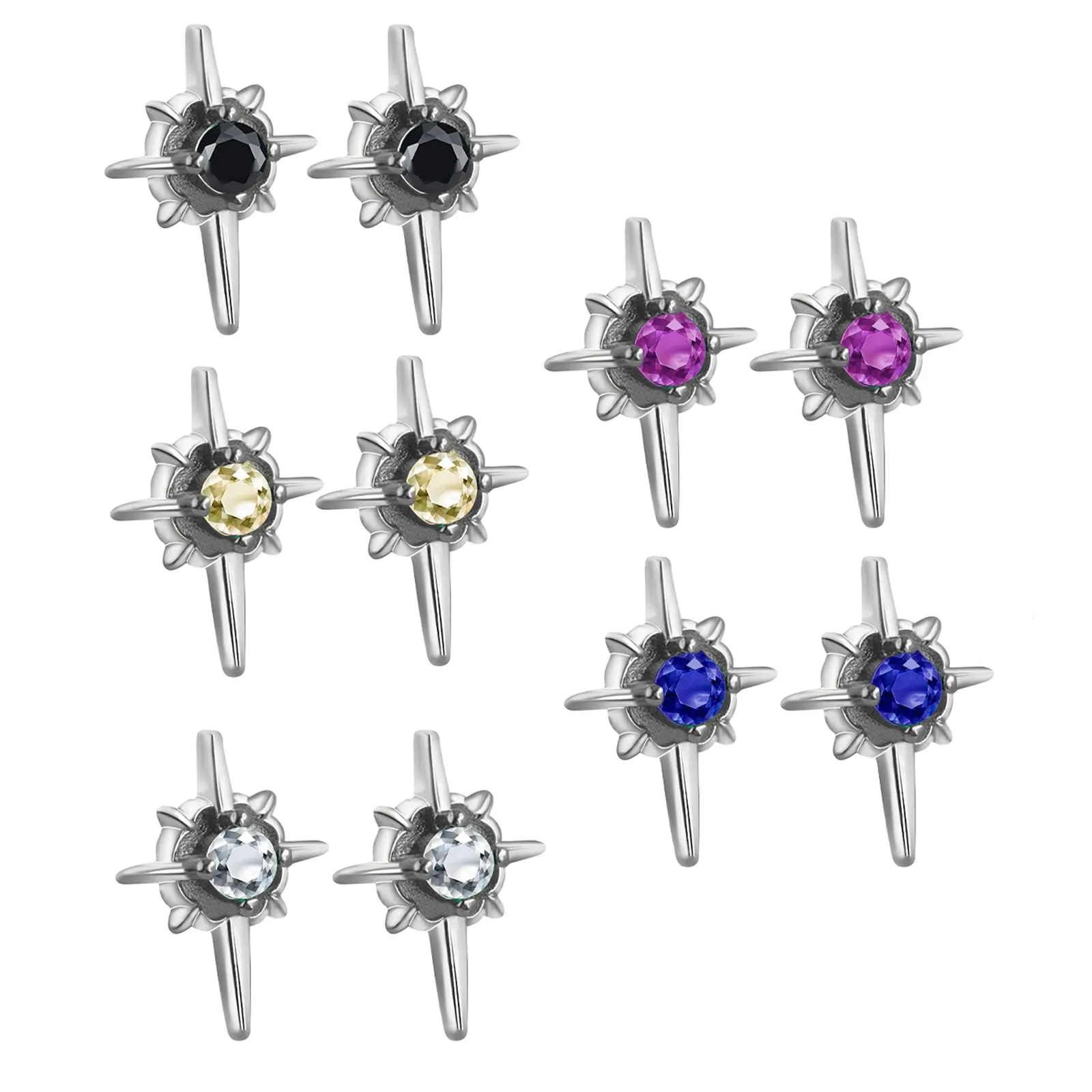 IBXWMNG 5 Paia di Orecchini Magnetici Stella Polare con Zircone per Donna e Uomo - immagine 1
