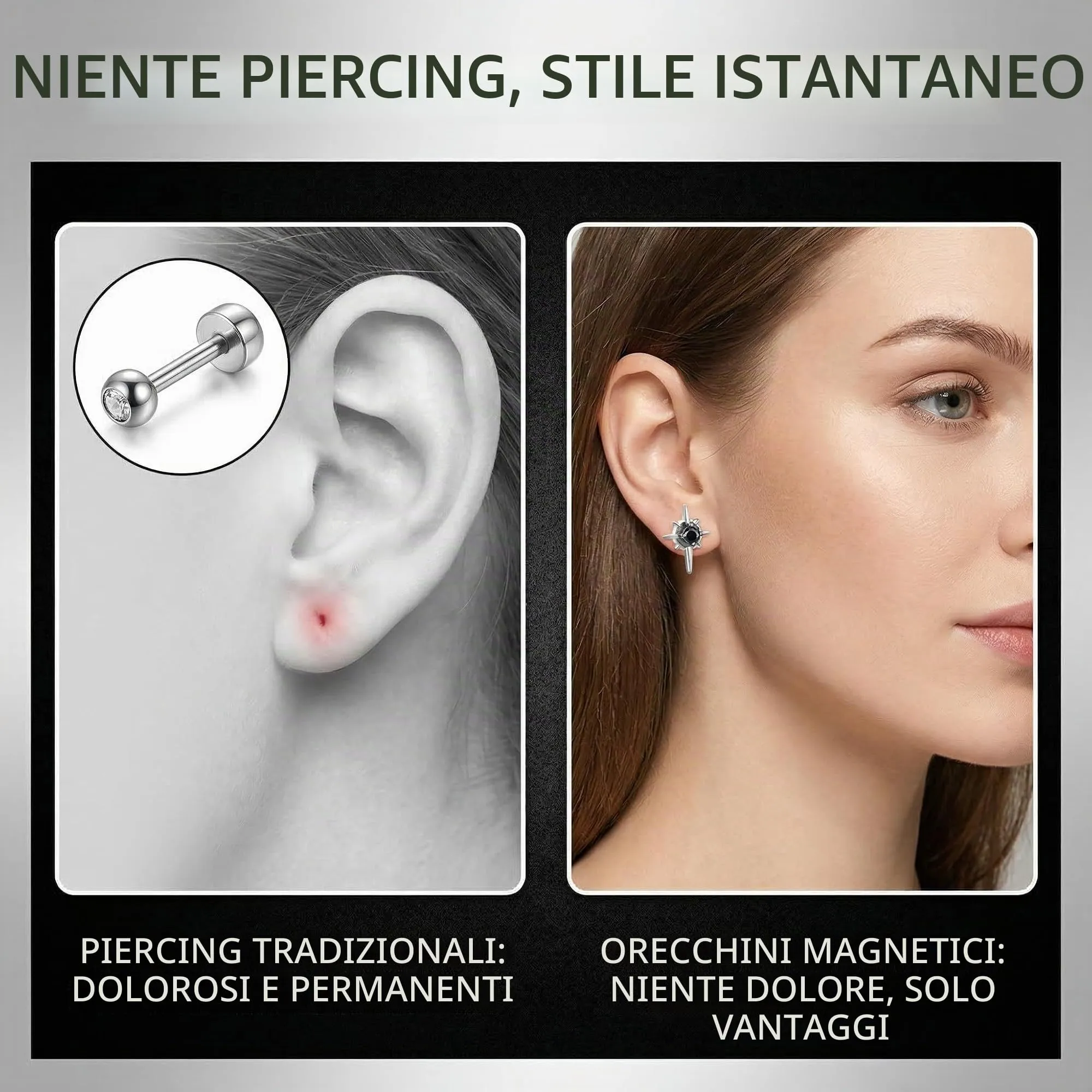 IBXWMNG 5 Paia di Orecchini Magnetici Stella Polare con Zircone per Donna e Uomo - immagine 5