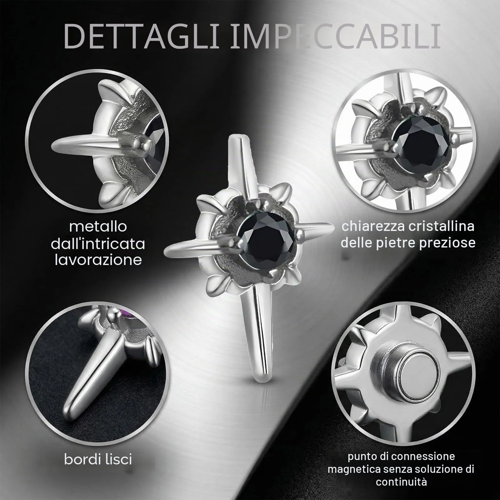 IBXWMNG 5 Paia di Orecchini Magnetici Stella Polare con Zircone per Donna e Uomo - immagine 6