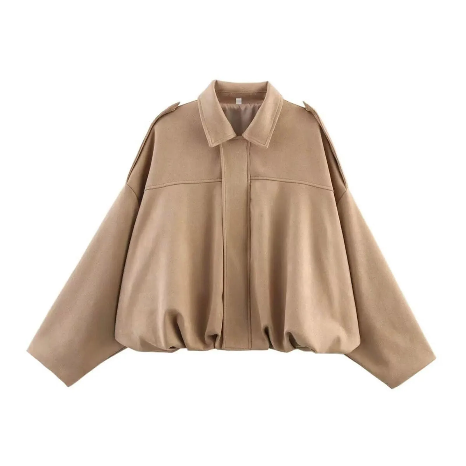 WZMYDBD Giacca Bomber in Pelle Scamosciata da Donna con Zip - immagine 1