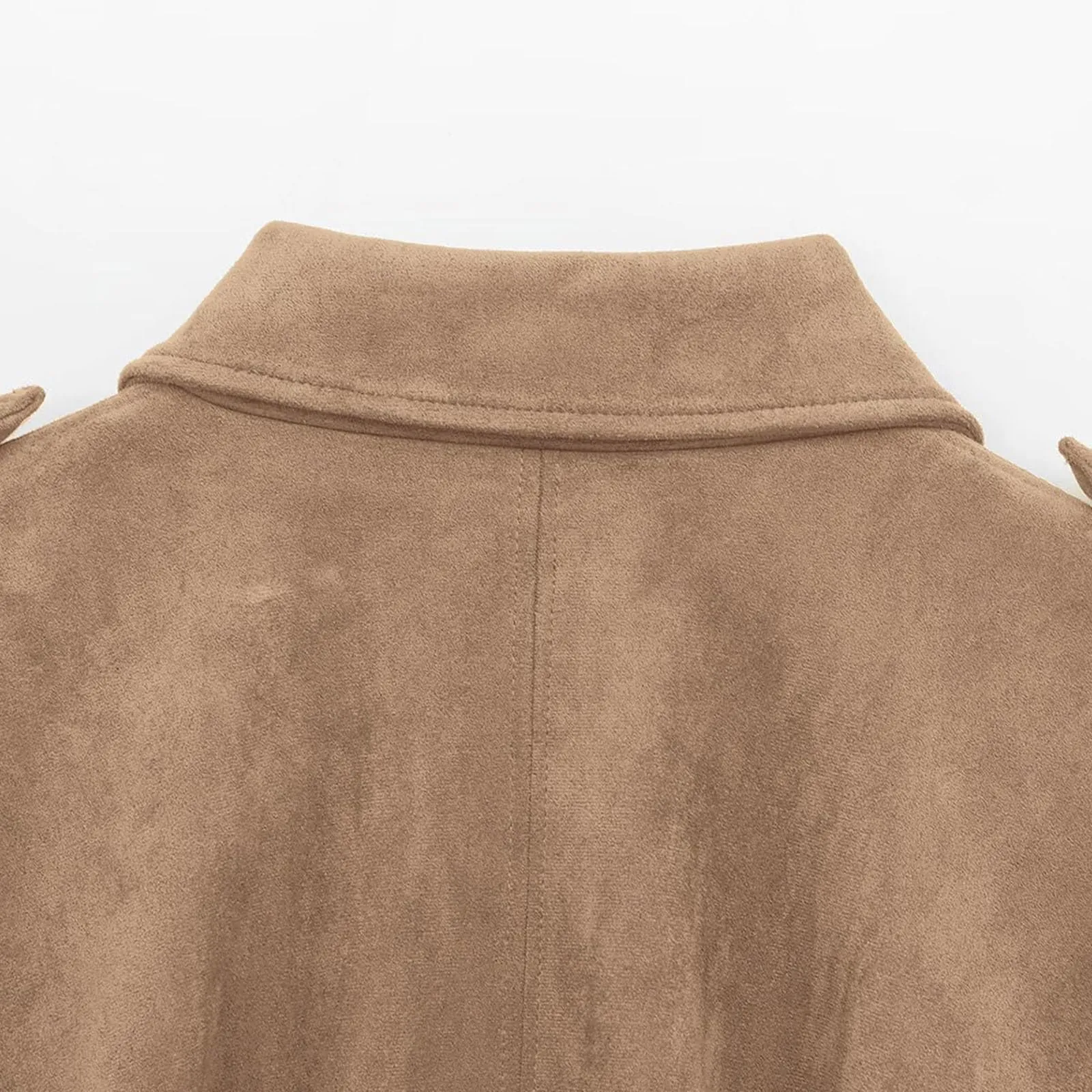 WZMYDBD Giacca Bomber in Pelle Scamosciata da Donna con Zip - immagine 5