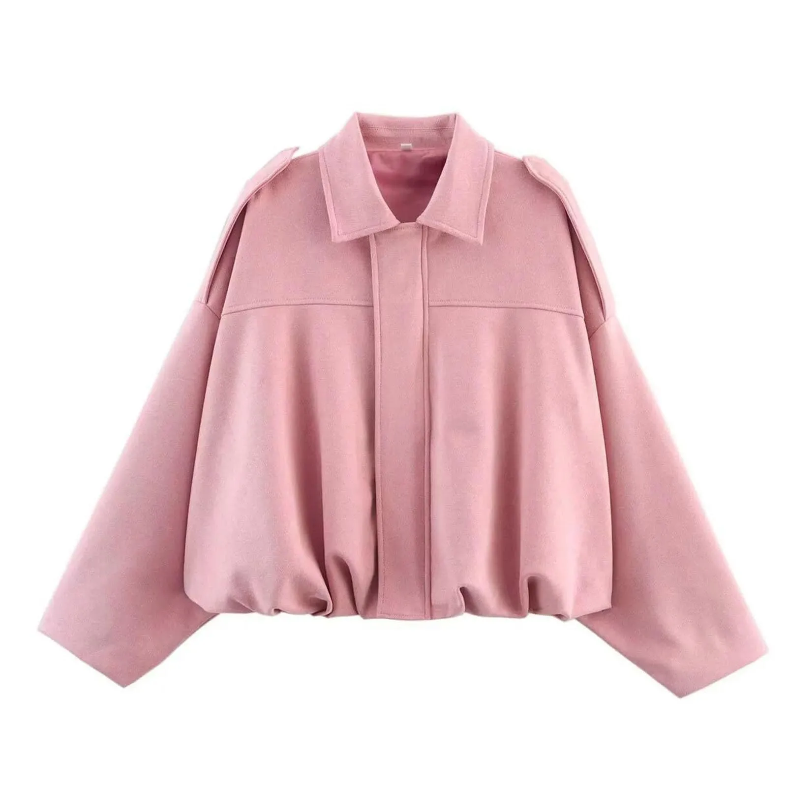 WZMYDBD Giacca Bomber in Pelle Scamosciata da Donna con Zip - immagine 3