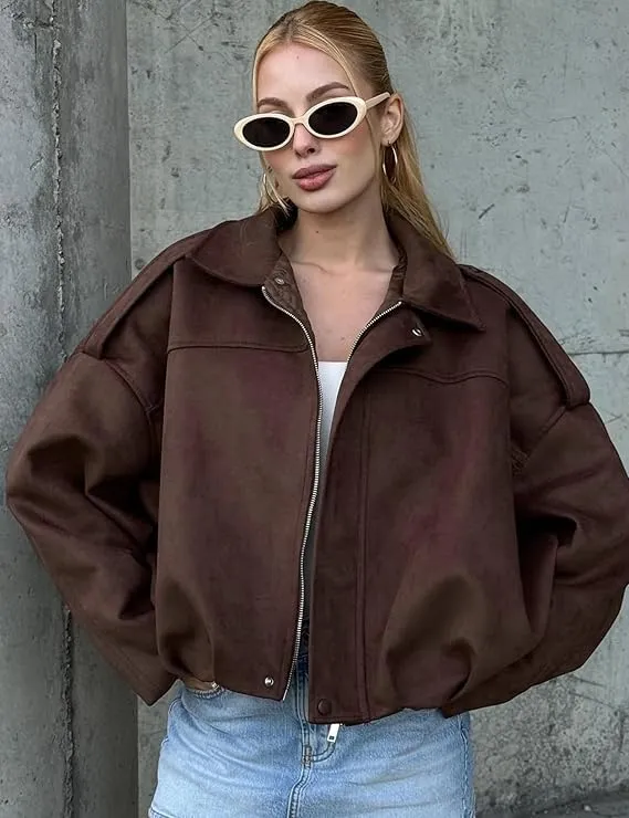 WZMYDBD Giubbotto Bomber in Camoscio Donna Invernale Multicolor - immagine 5