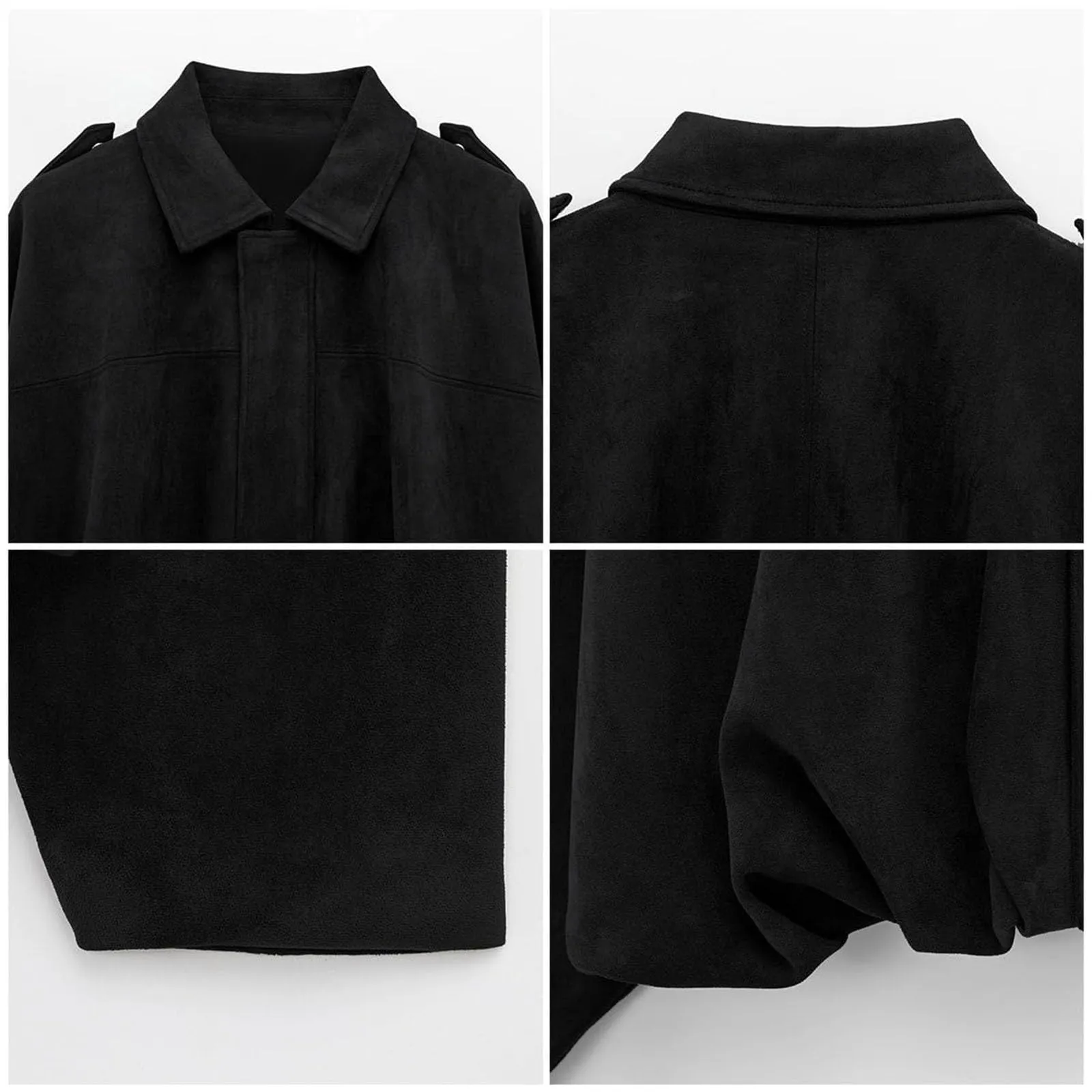 WZMYDBD Giacca Bomber da Donna in Pelle Scamosciata Corta - immagine 6