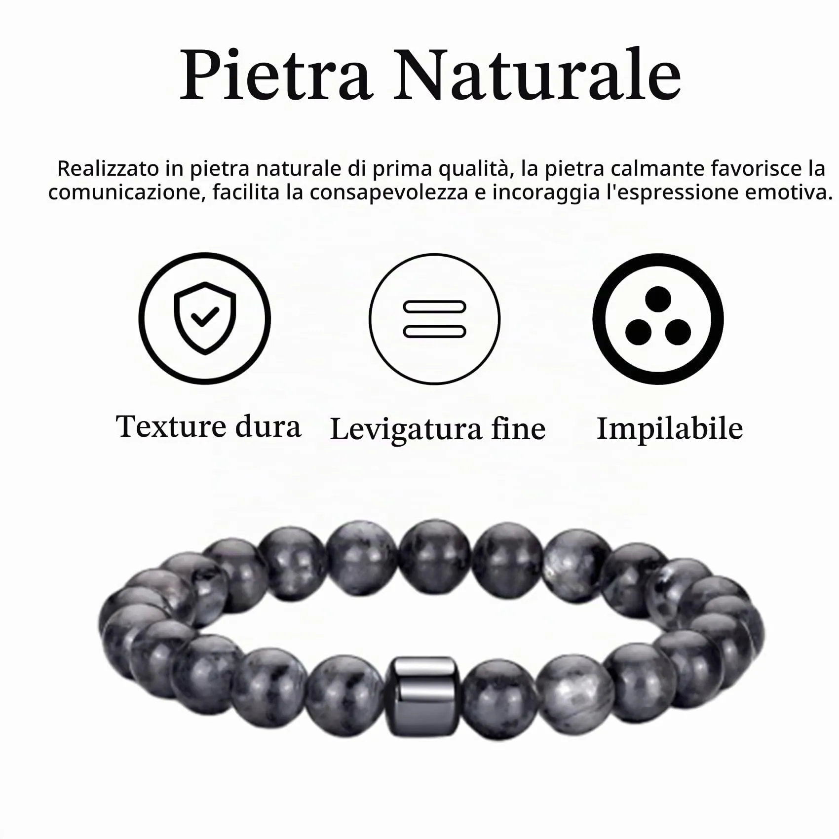 RANKEEF Set di Bracciali con Perline da Uomo in Occhio di Tigre, Agata Nera e Roccia Lavica - immagine 6