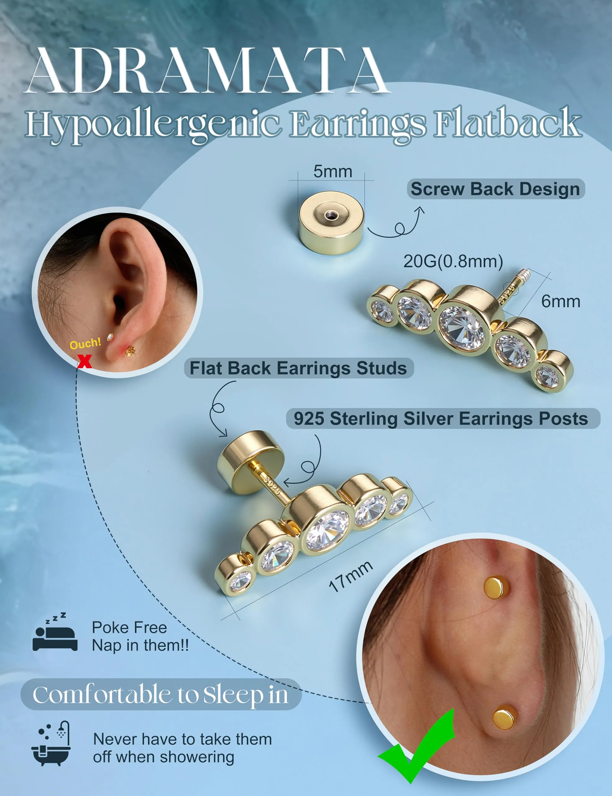 Adramata Orecchini in Argento 925 per Donna, Piercing Helix - immagine 3