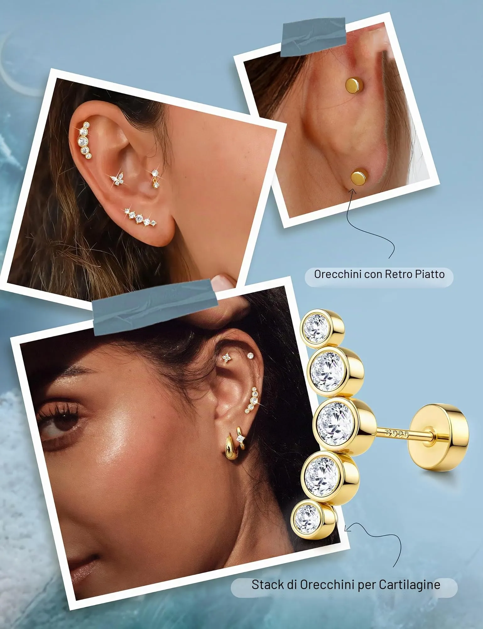 Adramata Orecchini in Argento 925 per Donna, Piercing Helix - immagine 4