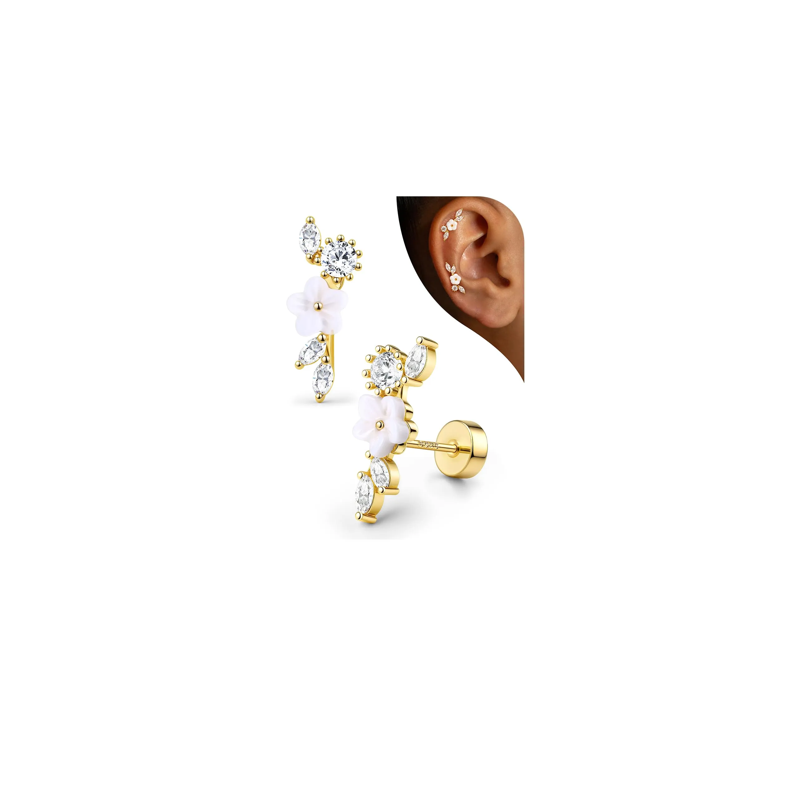 Adramata Orecchini in Argento 925 per Donna Piercing Helix - immagine 1