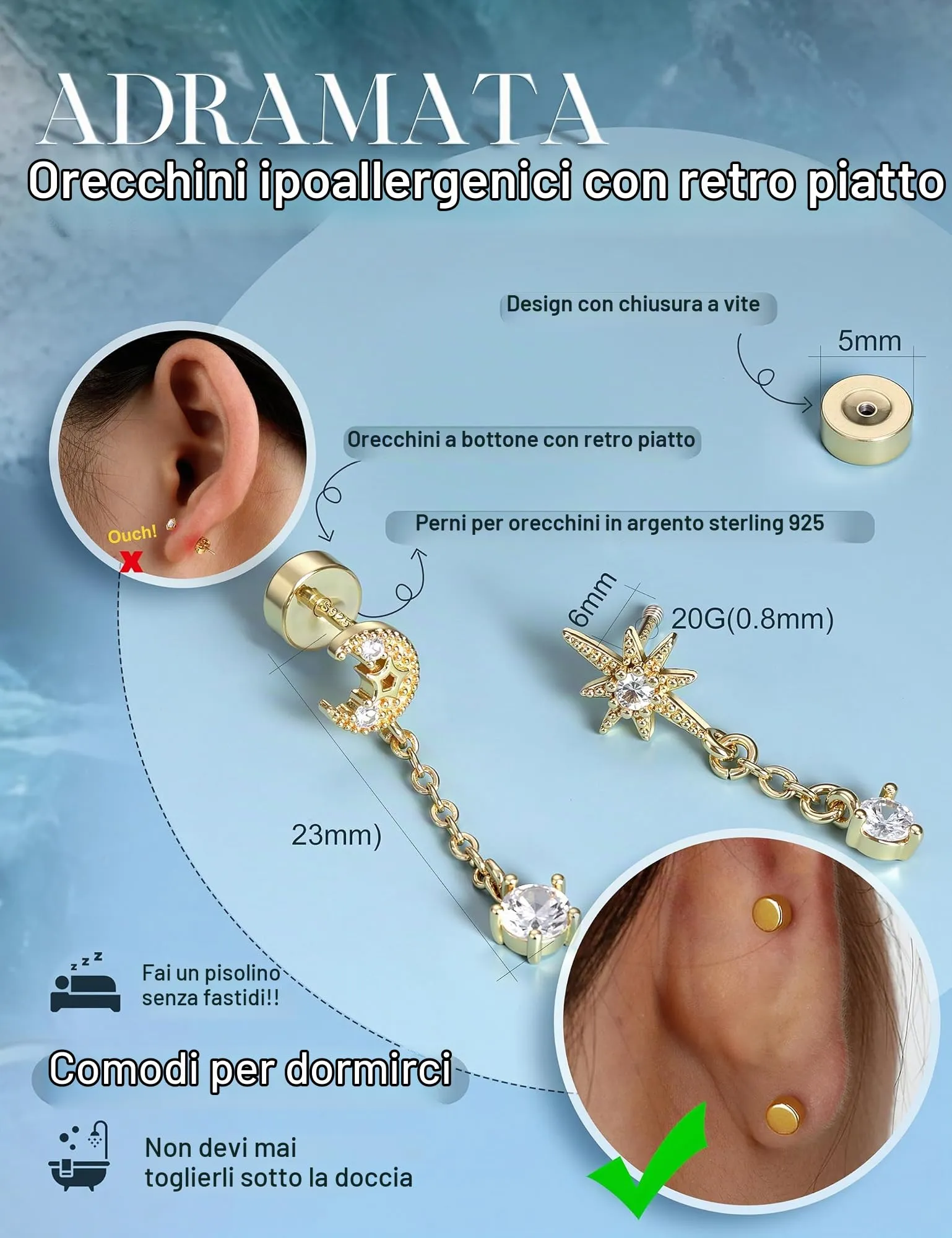 Adramata Orecchini in Argento 925 per Donna Helix Piercing - immagine 3