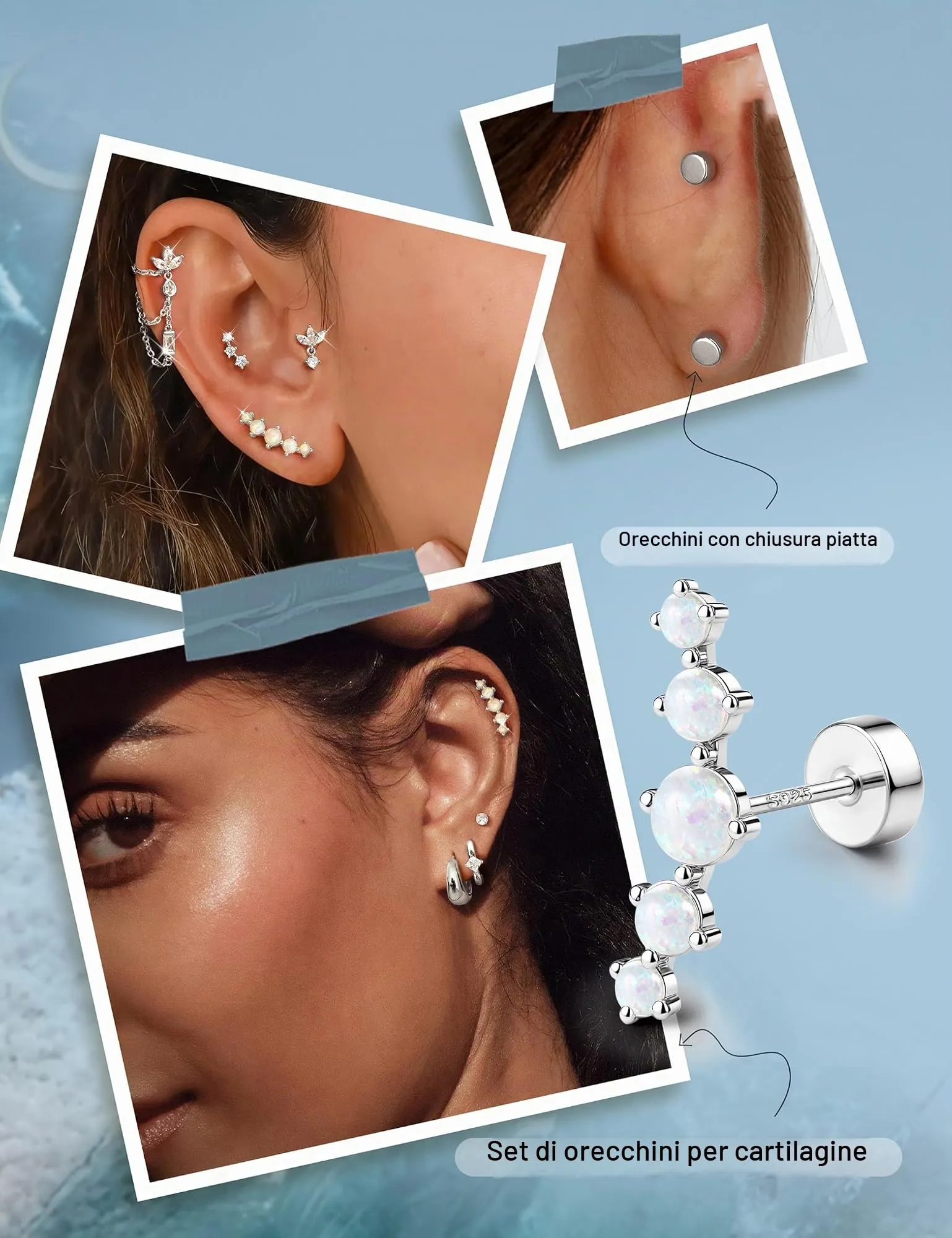 Adramata Orecchini in Argento 925 per Donna, Piercing Helix - immagine 4