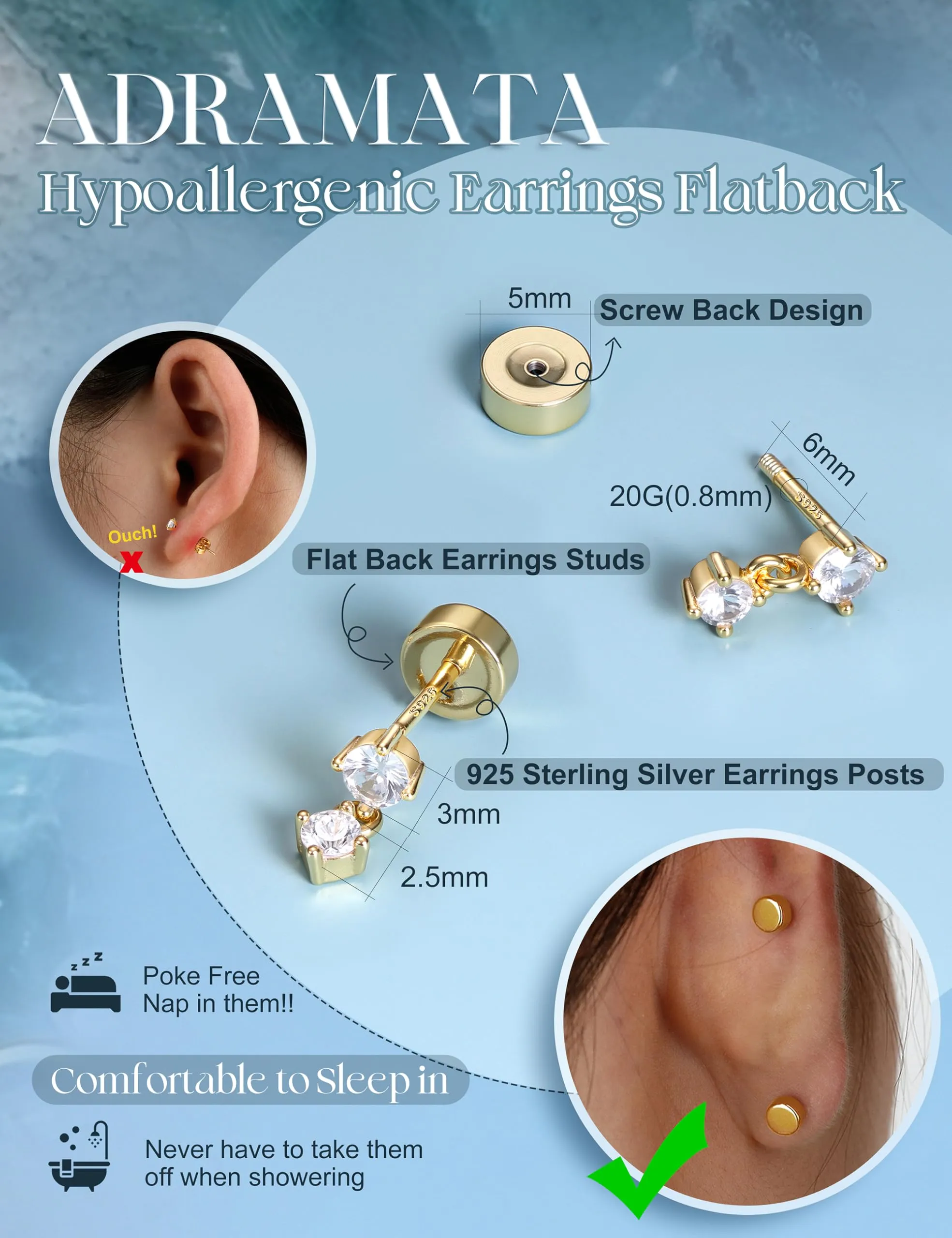 Adramata Orecchini in Argento 925 per Donna, Piercing Helix - immagine 3