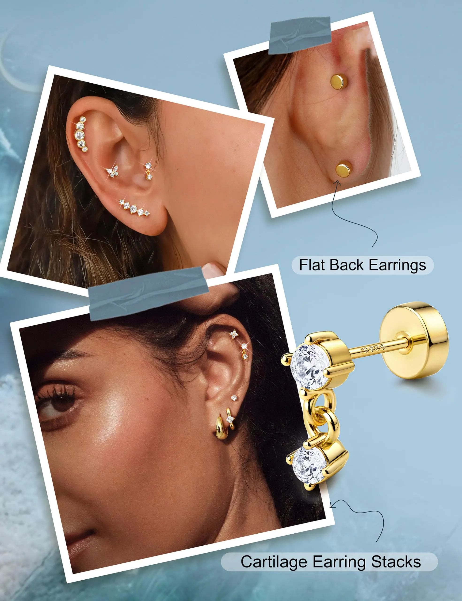 Adramata Orecchini in Argento 925 per Donna, Piercing Helix - immagine 4