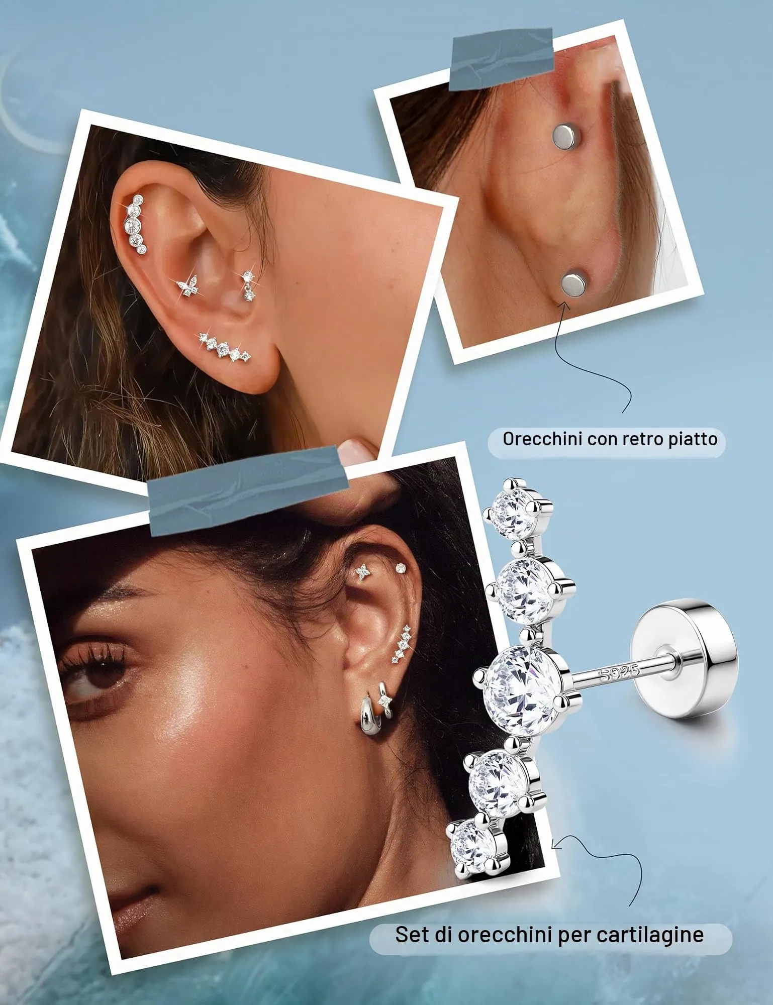 Adramata Orecchini in Argento 925 per Donna, Piercing Helix - immagine 4