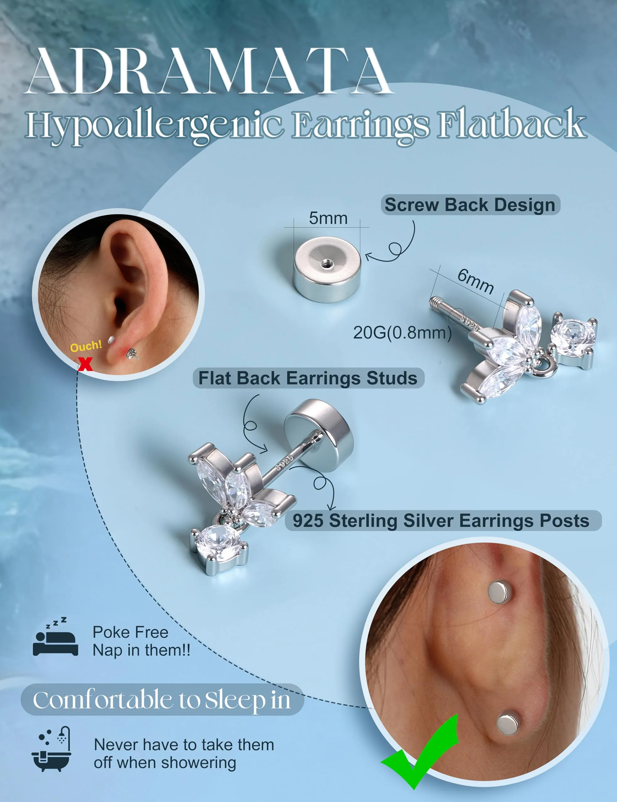 Adramata Orecchini in Argento 925 per Donna, Piercing Helix - immagine 3