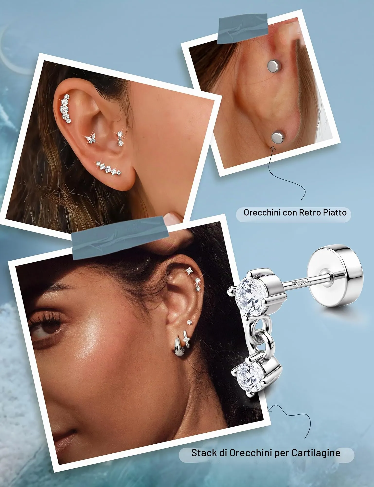 Adramata Orecchini in Argento 925 per Donna Helix Piercing - immagine 4