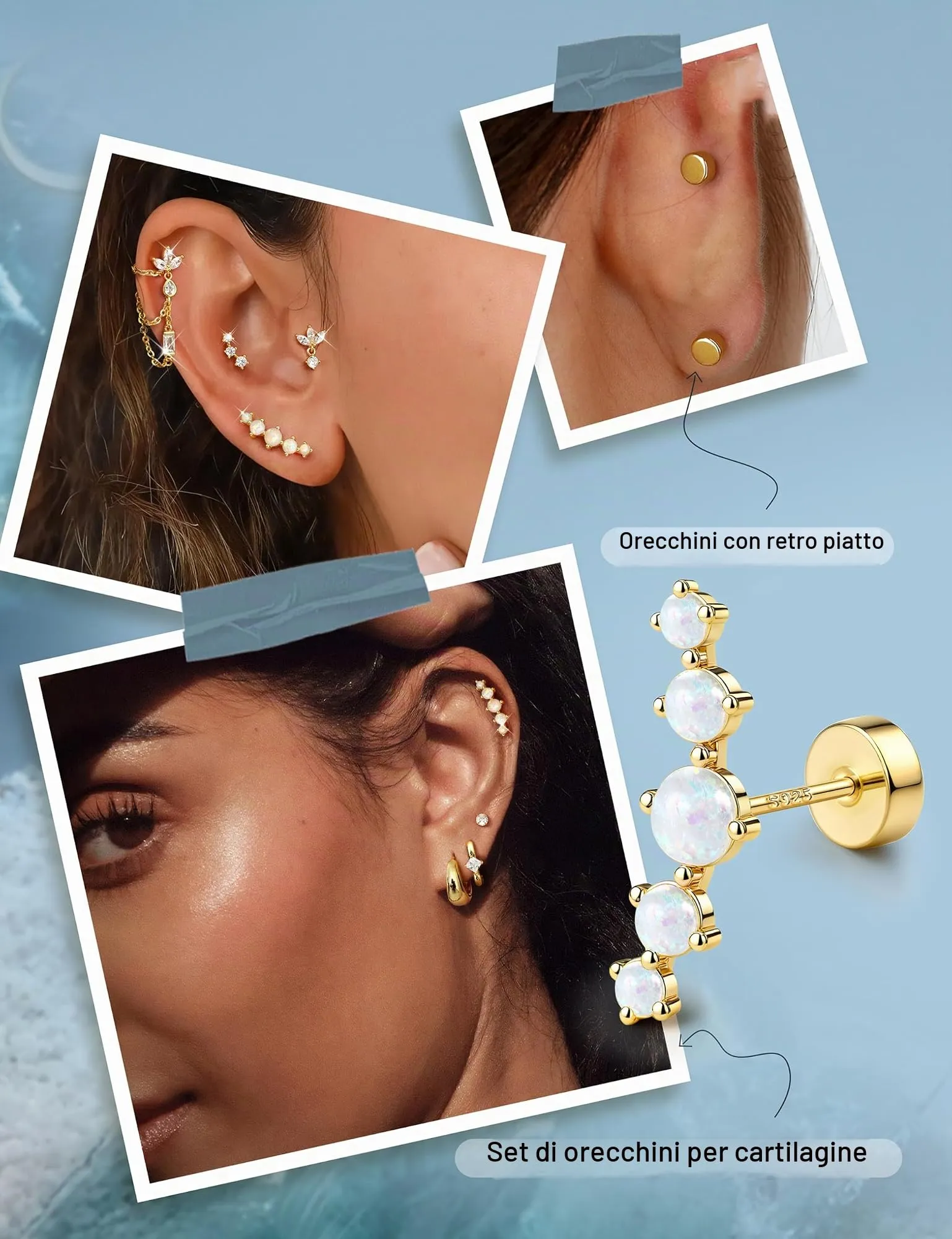 Adramata Orecchini in Argento 925 per Donna, Piercing Helix - immagine 4