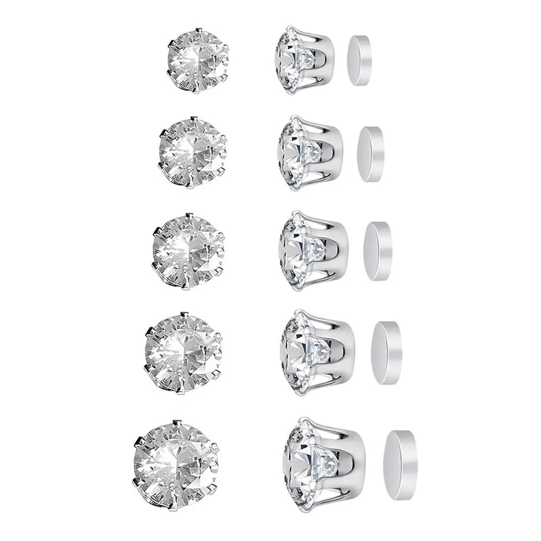 IBXWMNG Orecchini Magnetici con Zircone per Donna e Uomo, Set da 10 Pezzi, 4mm-8mm - immagine 1