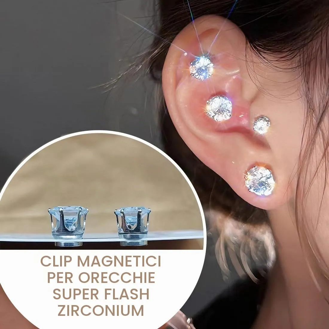IBXWMNG Orecchini Magnetici con Zircone per Donna e Uomo, Set da 10 Pezzi, 4mm-8mm - immagine 2
