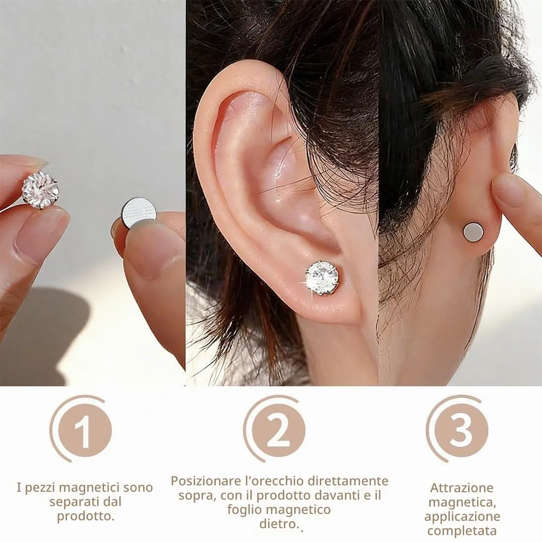 IBXWMNG Orecchini Magnetici con Zircone per Donna e Uomo, Set da 10 Pezzi, 4mm-8mm - immagine 5