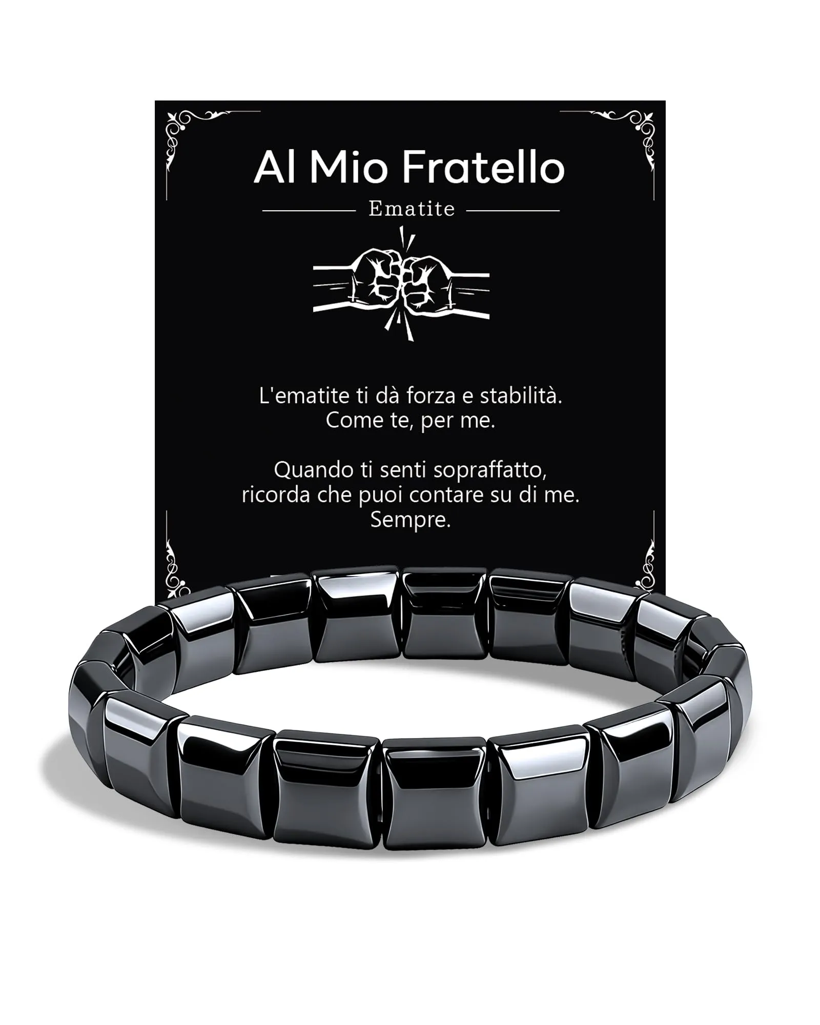 VGWON Bracciale in Ematite per Uomo, Nero - immagine 1