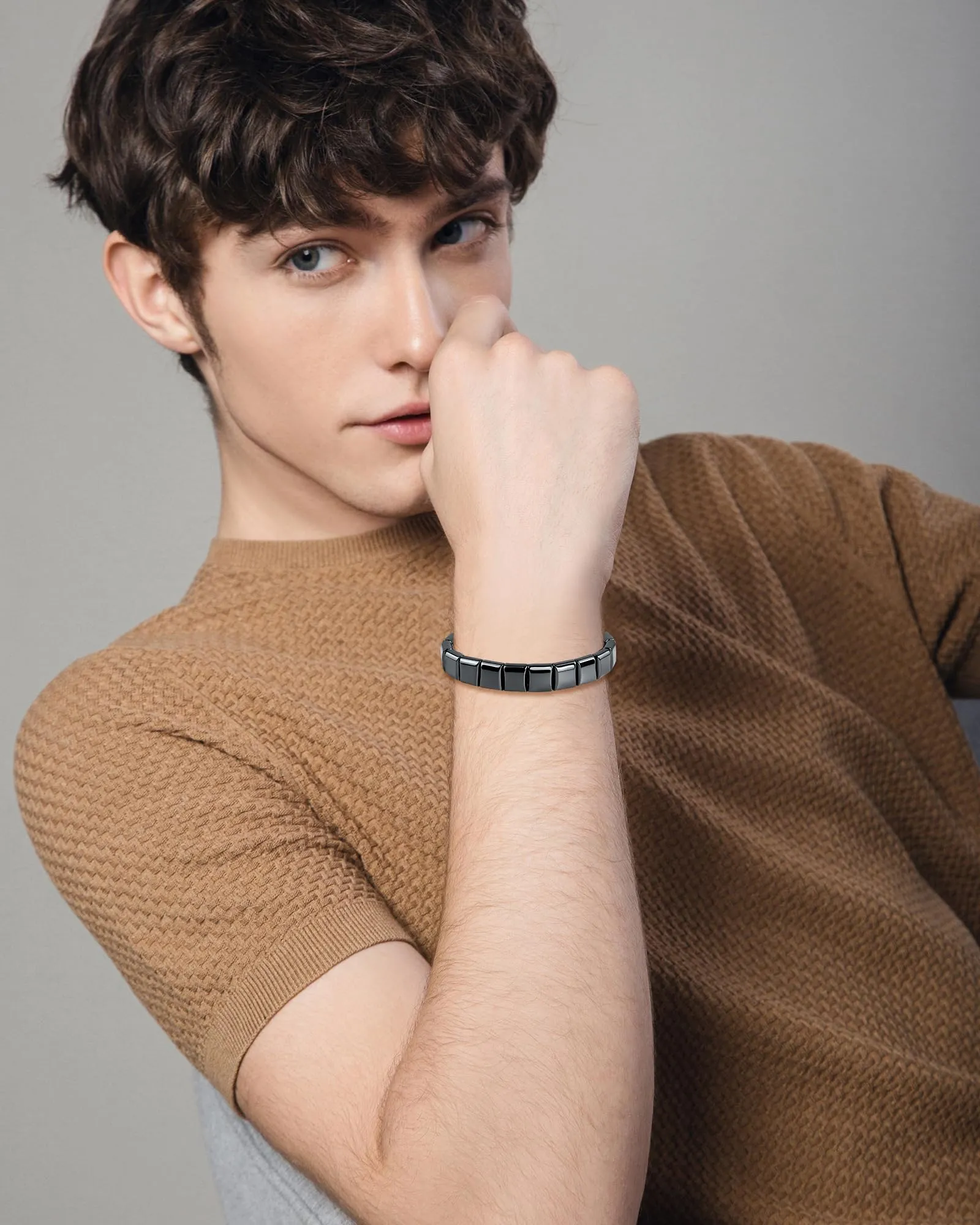 VGWON Bracciale in Ematite per Uomo, Nero - immagine 4