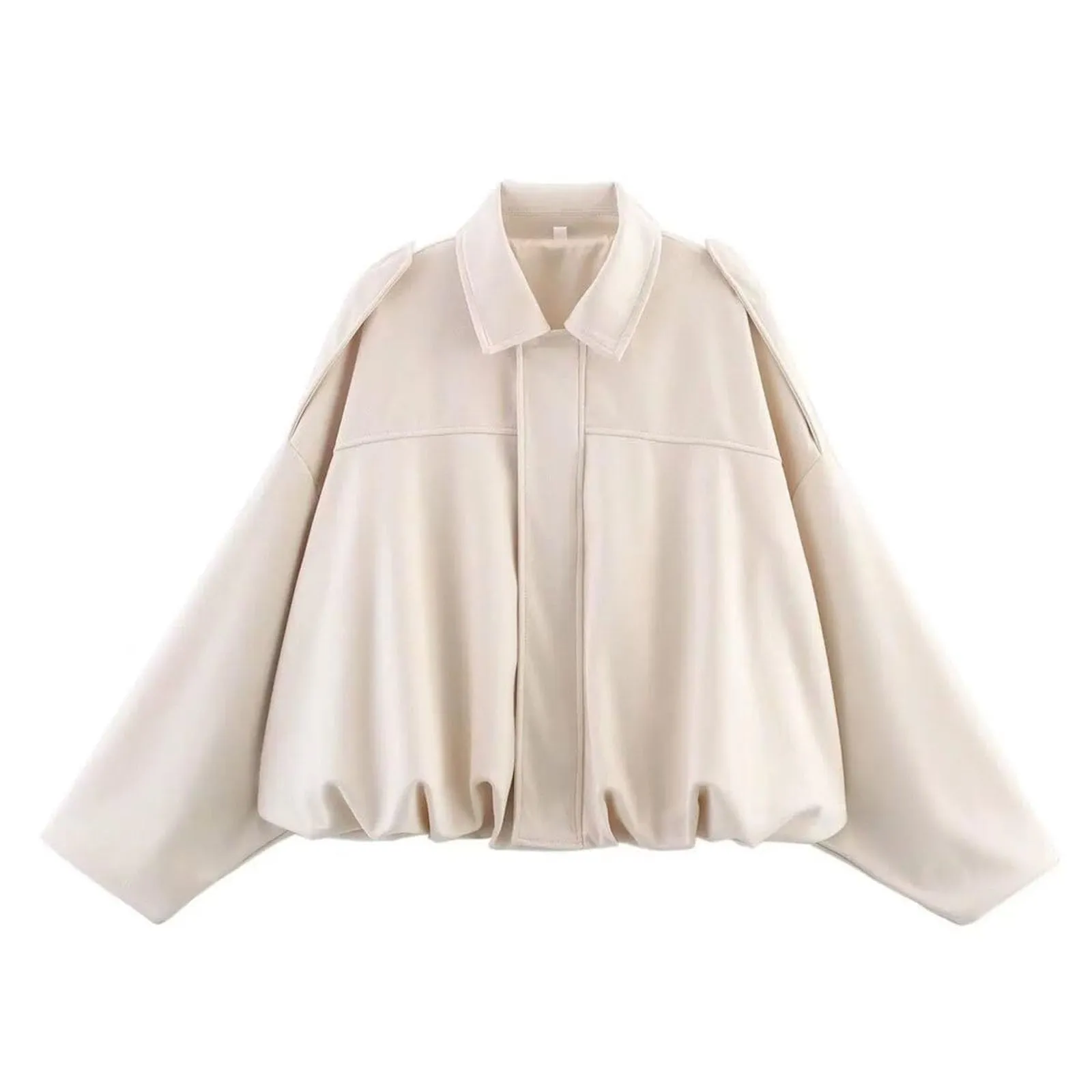 WZMYDBD Giacca Bomber in Pelle Scamosciata da Donna Oversize - immagine 2