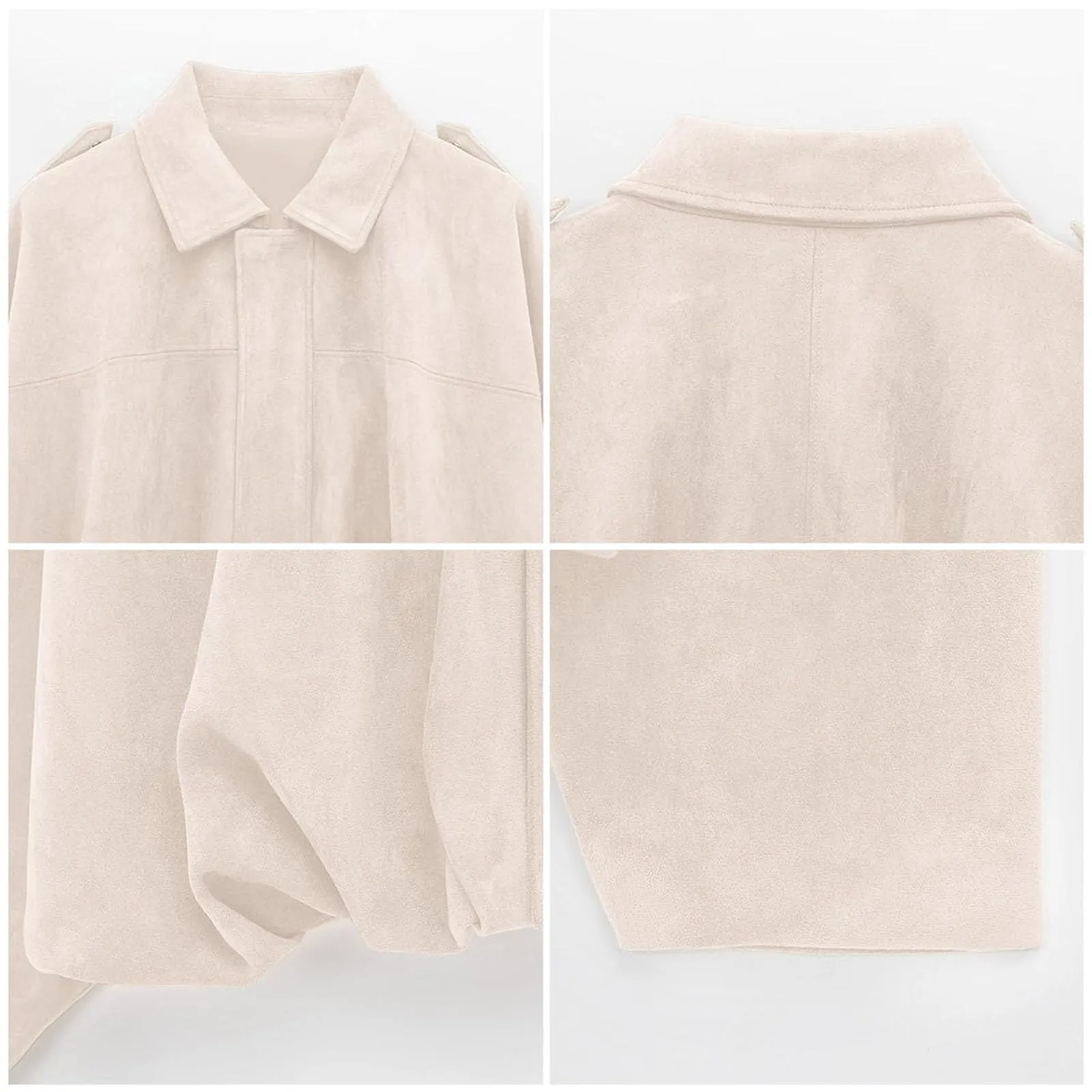 WZMYDBD Giacca Bomber in Pelle Scamosciata da Donna Oversize - immagine 5