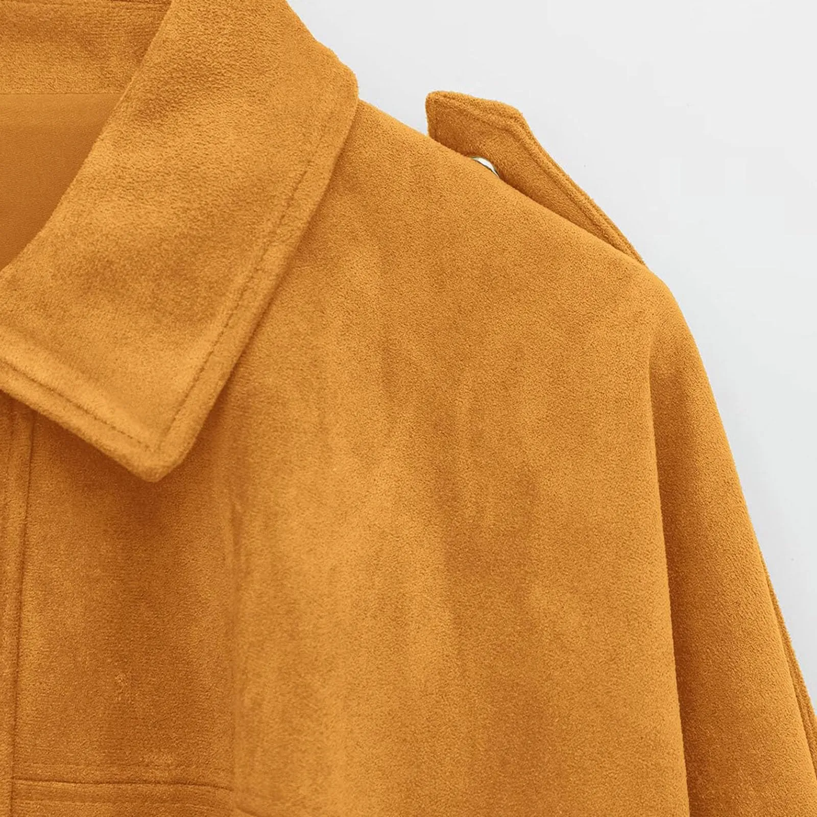 WZMYDBD Giacca Bomber Donna in Finta Pelle Scamosciata con Risvolto e Zip - immagine 2