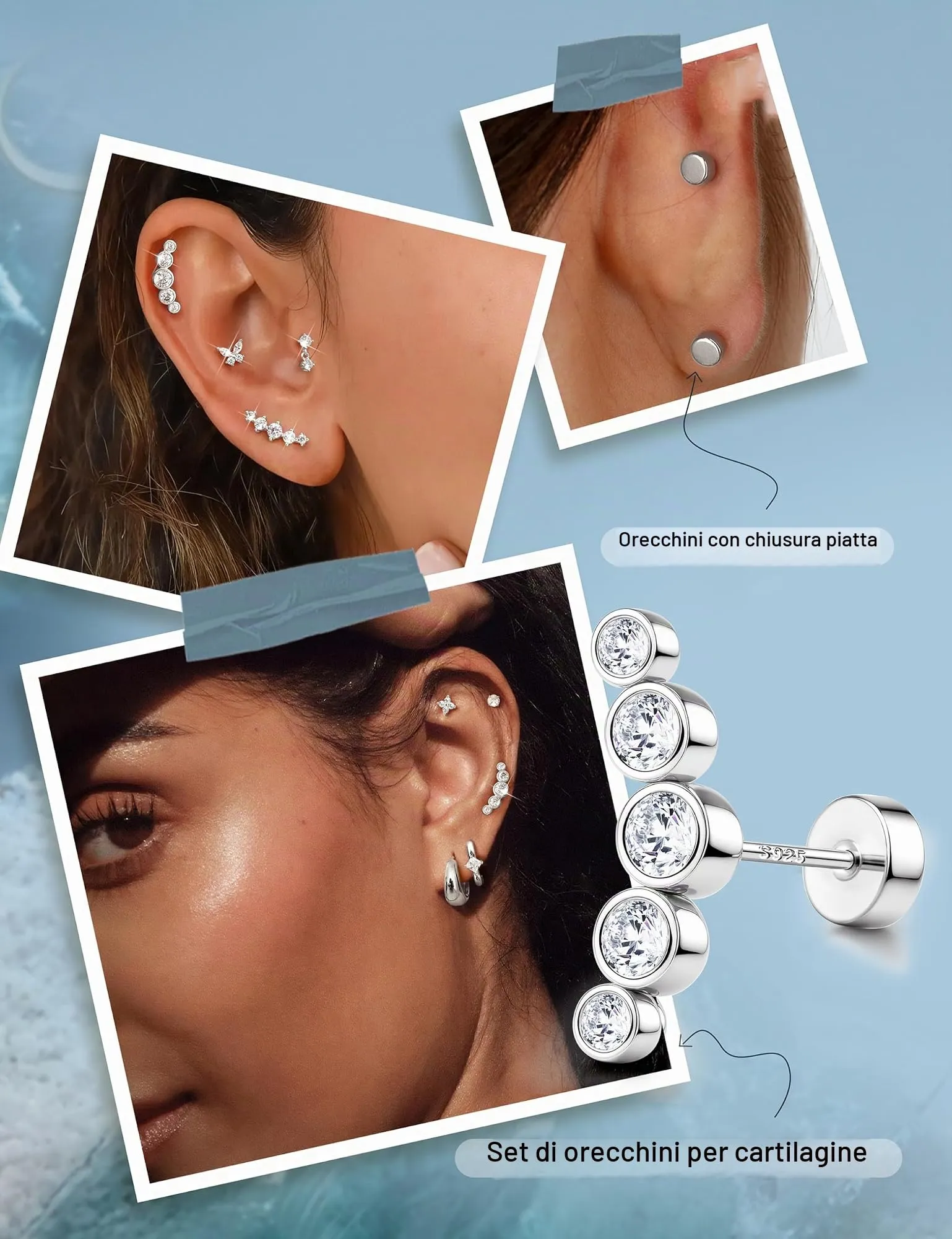 Adramata Orecchini in Argento 925 per Donna, Piercing Helix - immagine 4