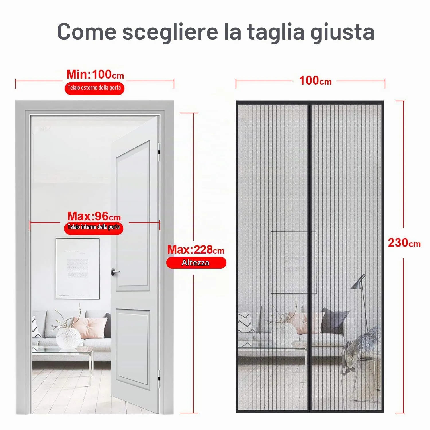 MYCARBON Zanzariera Magnetica per Porta e Finestra, 100x230cm, Nero - immagine 3