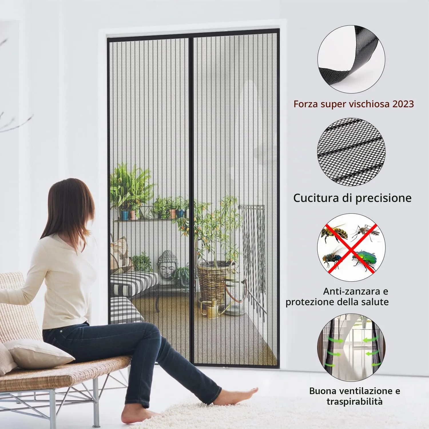 MYCARBON Zanzariera Magnetica per Porta e Finestra, 100x230cm, Nero - immagine 4