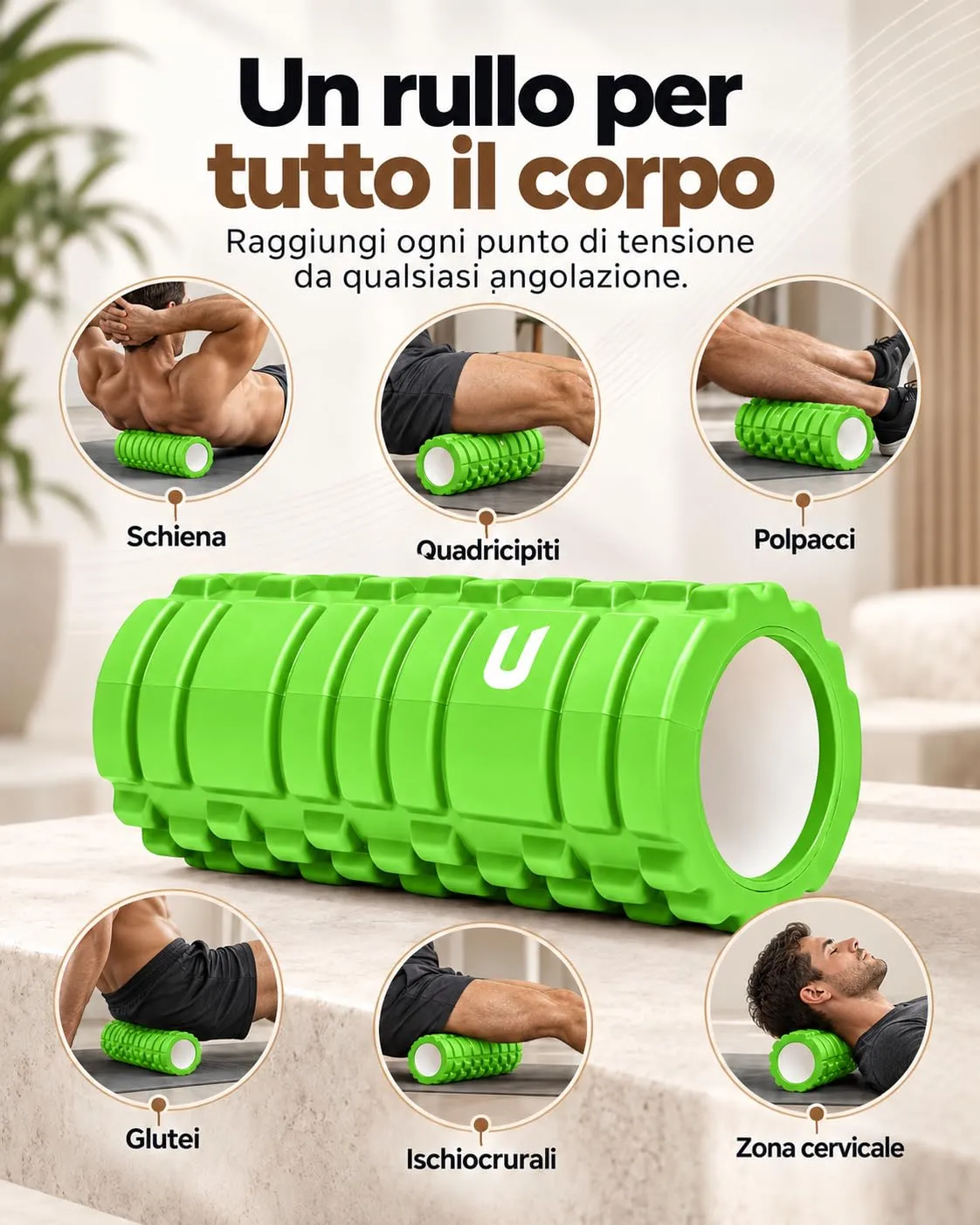 unycos Foam Roller EVA Dura 33x14 cm (Verde) - immagine 4
