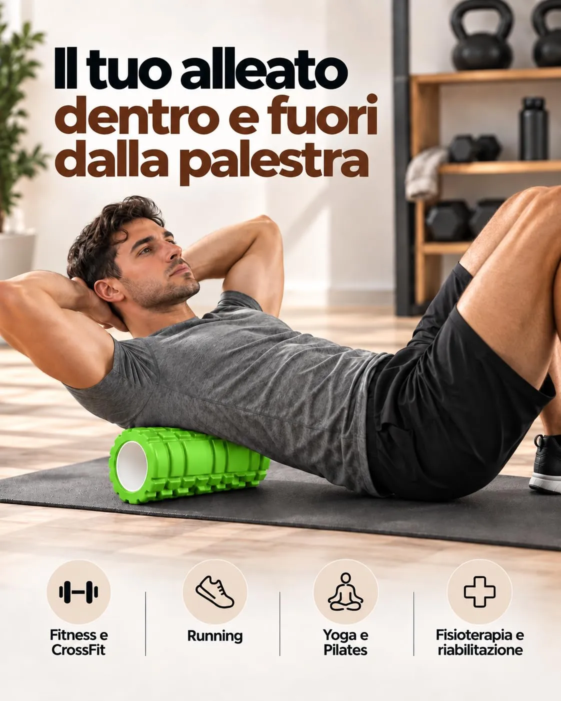 unycos Foam Roller EVA Dura 33x14 cm (Verde) - immagine 5