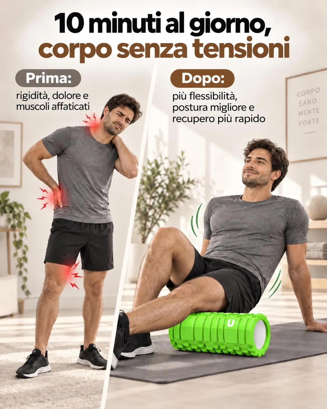 unycos Foam Roller EVA Dura 33x14 cm (Verde) - immagine 7