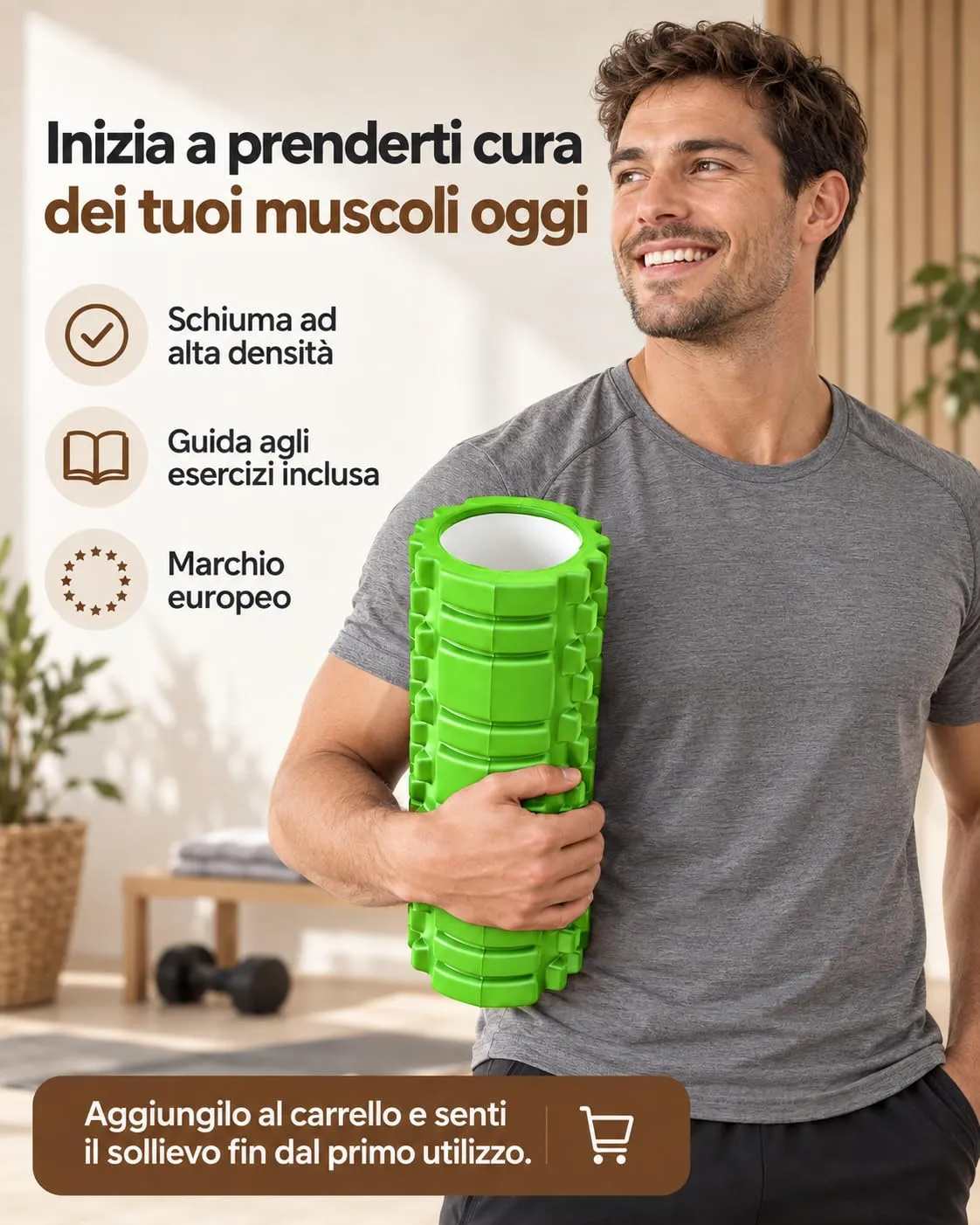 unycos Foam Roller EVA Dura 33x14 cm (Verde) - immagine 8