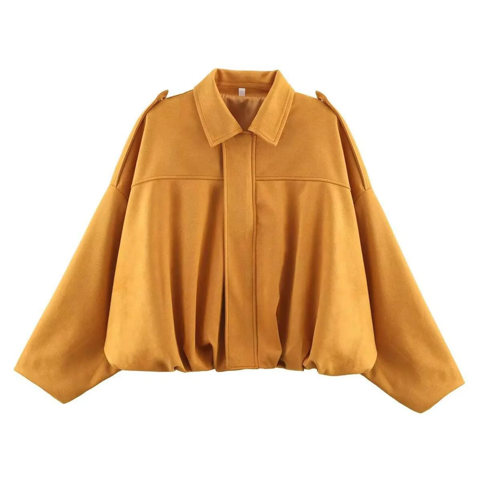 WZMYDBD Giacca Bomber in Pelle Scamosciata da Donna con Zip - immagine 3